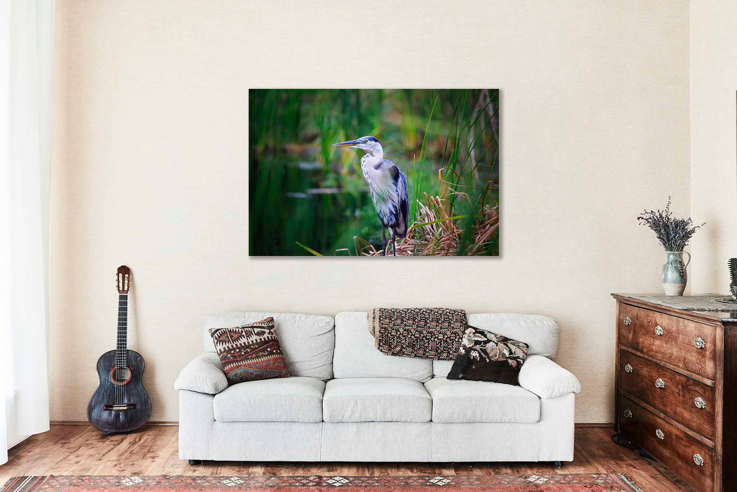 Great Blue Heron Canvas | Water Bird Gallery Wrap | Pinckney Island Photography | South Carolina Wall Art | Wildlife Decor | Ready to Hang