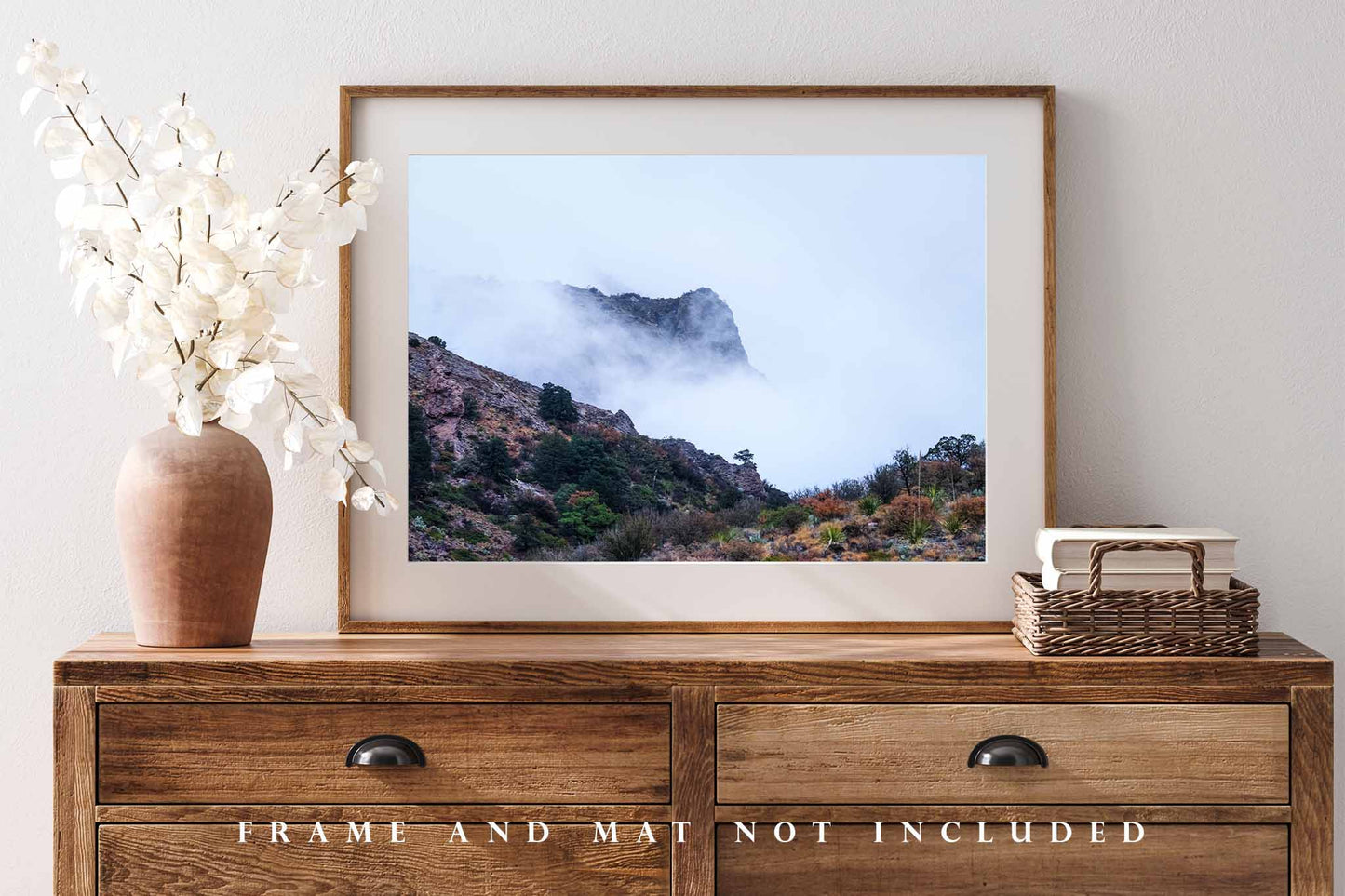 Big Bend National Park Photography Print (Not Framed) Picture of Mountain Peak Shrouded in Fog on Spring Day in West Texas Chisos Mountains Wall Art Chihuahuan Decor