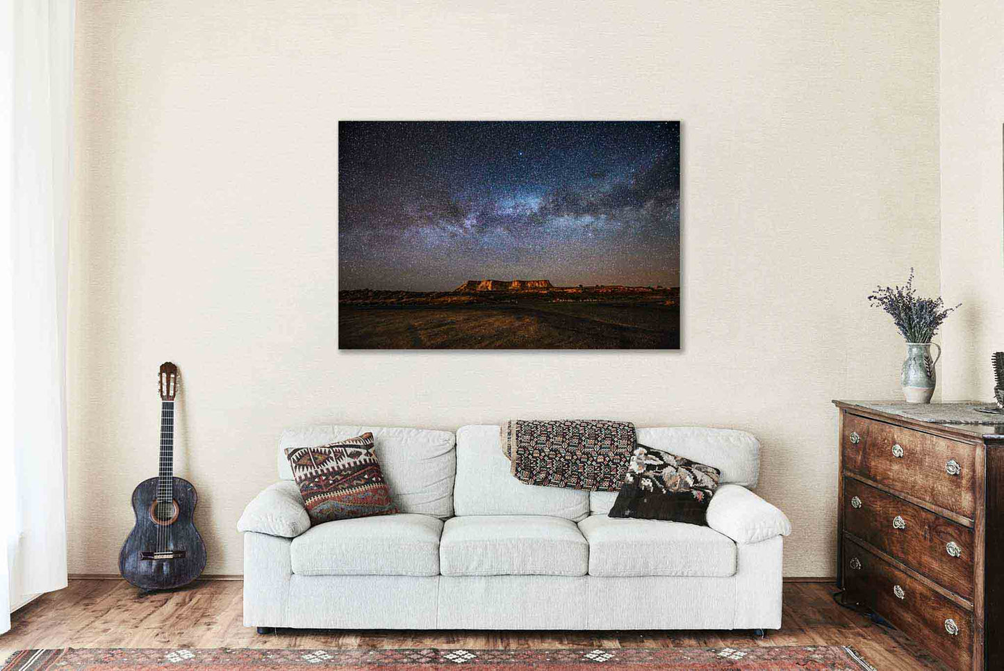 Starry Night Sky Canvas | Milky Way Over Mesa Gallery Wrap | Desert Photography | Arizona Wall Art | Celestial Decor | Ready to Hang