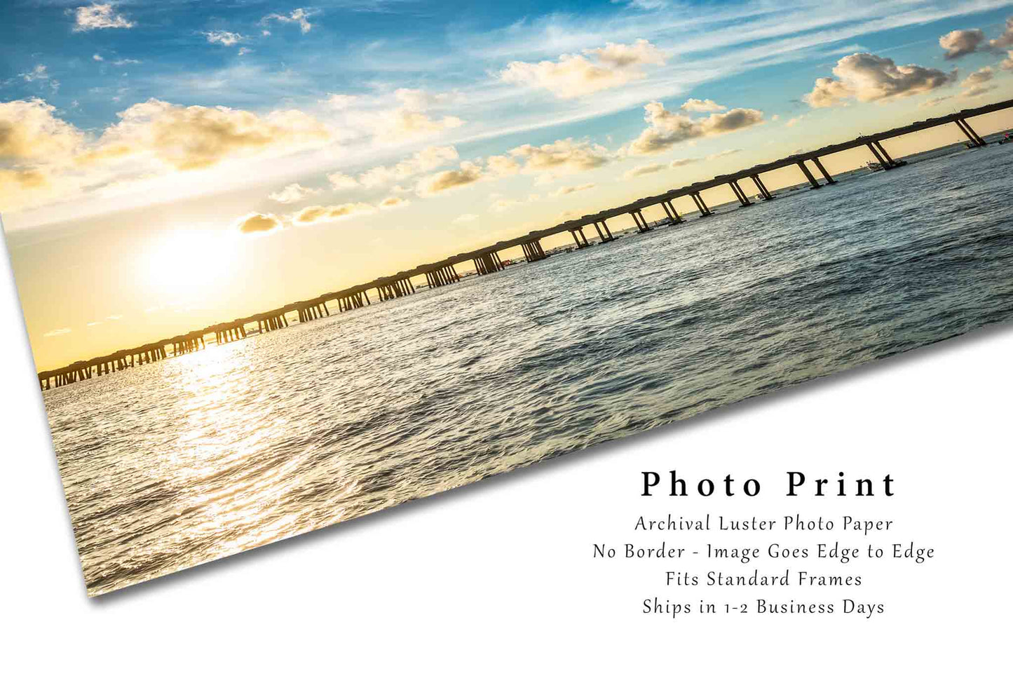 Coastal Photography Print (Not Framed) Picture of Destin Bridge at Sunset in Florida Seascape Wall Art Gulf Coast Decor