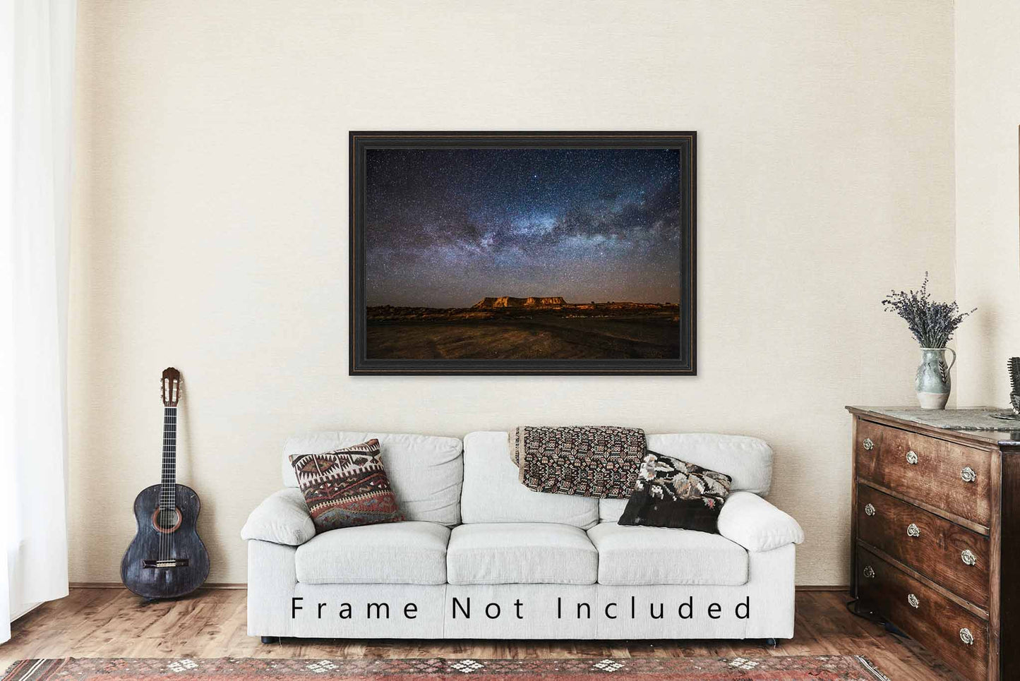 Night Sky Photography Print (Not Framed) Picture of Milky Way Spanning Horizon Over Mesa in Arizona Desert Wall Art Celestial Decor