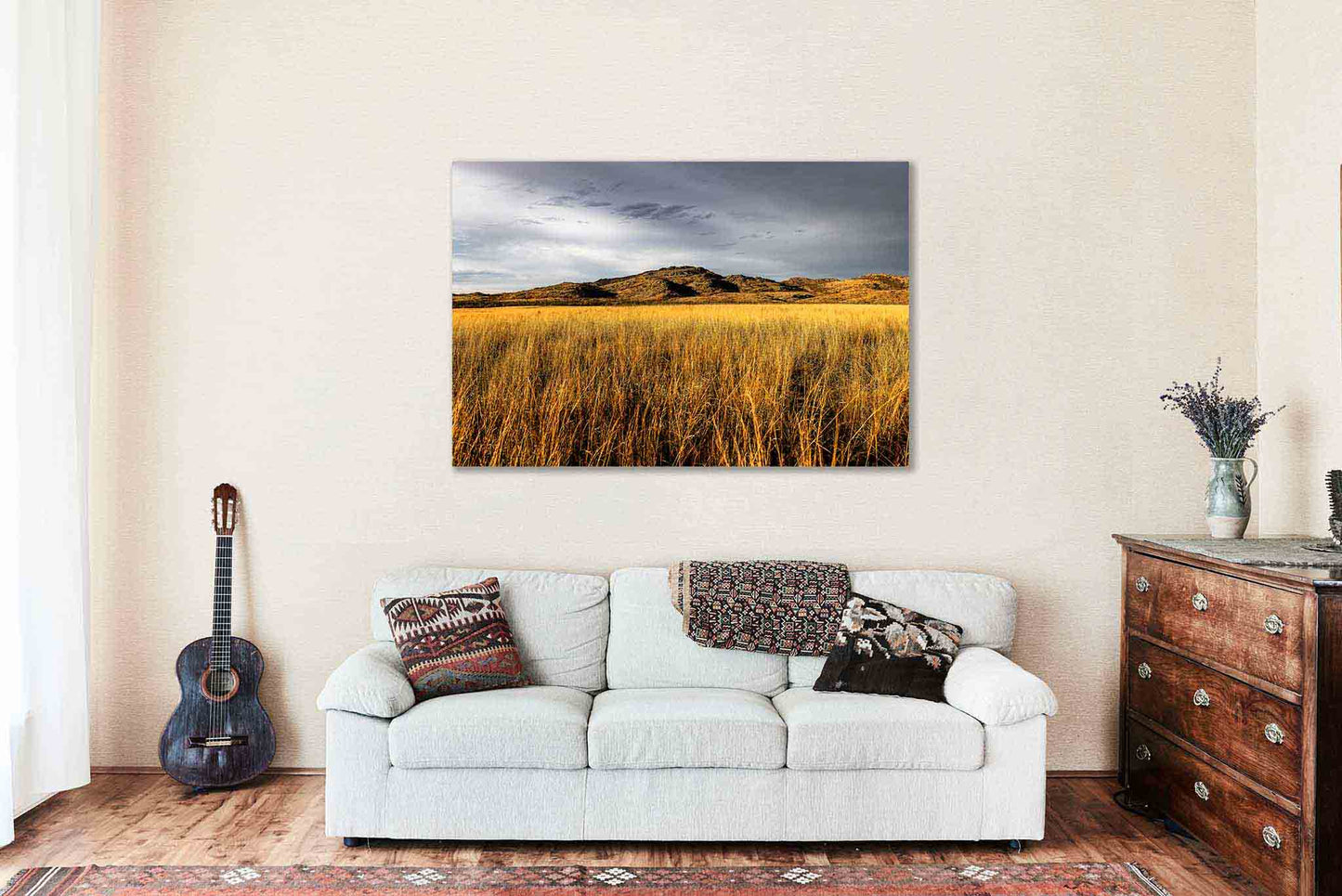Wichita Mountains Canvas | Mountain and Prairie Grass Gallery Wrap | Great Plains Photography | Oklahoma Landscape Wall Art | Nature Decor | Ready to Hang
