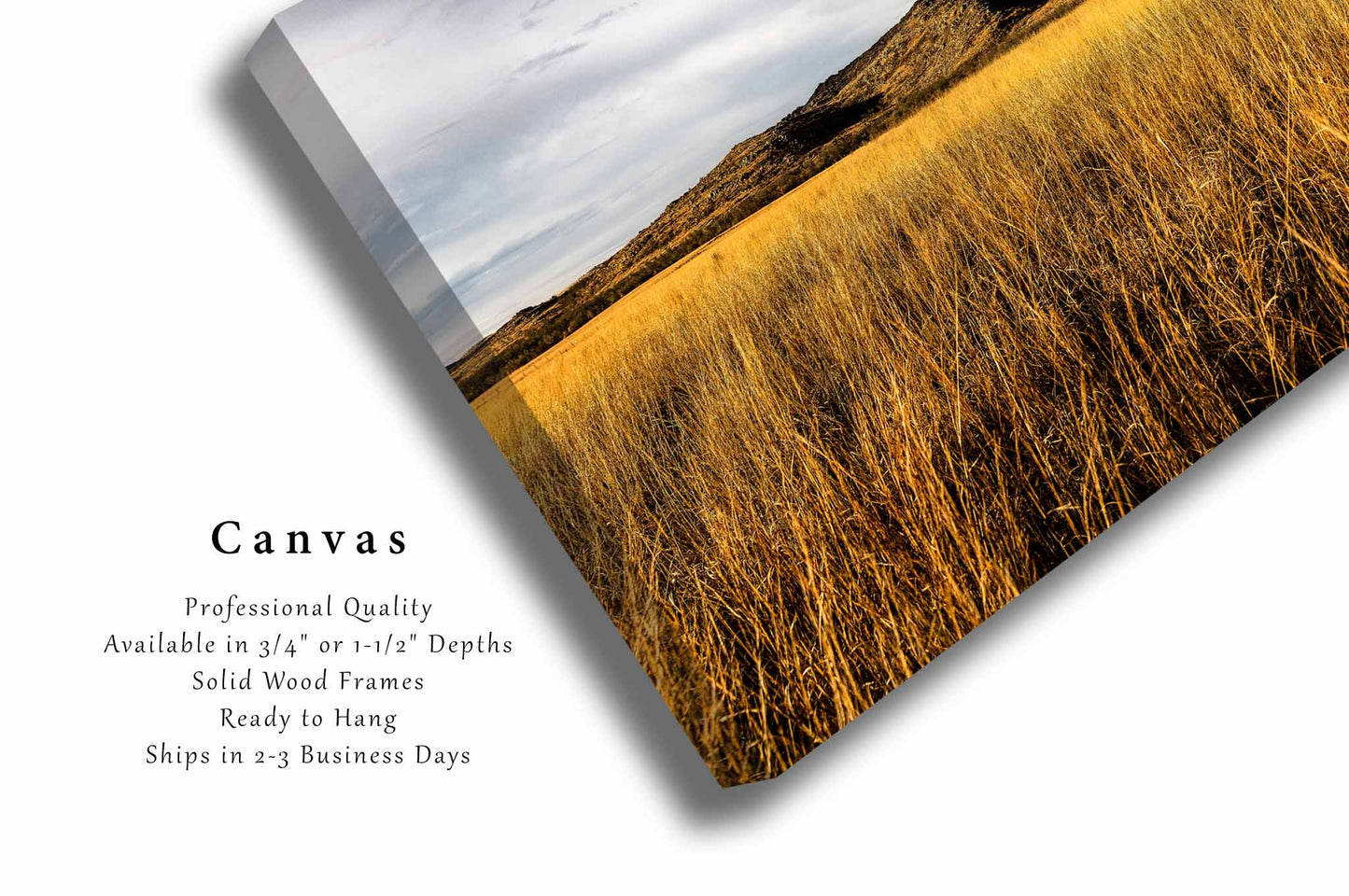 Wichita Mountains Canvas Wall Art (Ready to Hang) Gallery Wrap of Mountain Overlooking Golden Prairie Grass on Autumn Day in Oklahoma Great Plains Photography Nature Decor