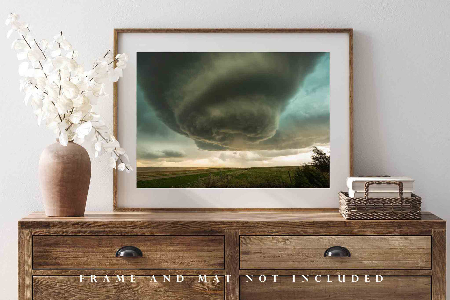 Nature Photography Print - Picture of Twisting Storm Cloud Over Open Prairie in Nebraska Weather Decor Thunderstorm Wall Art Photo Artwork
