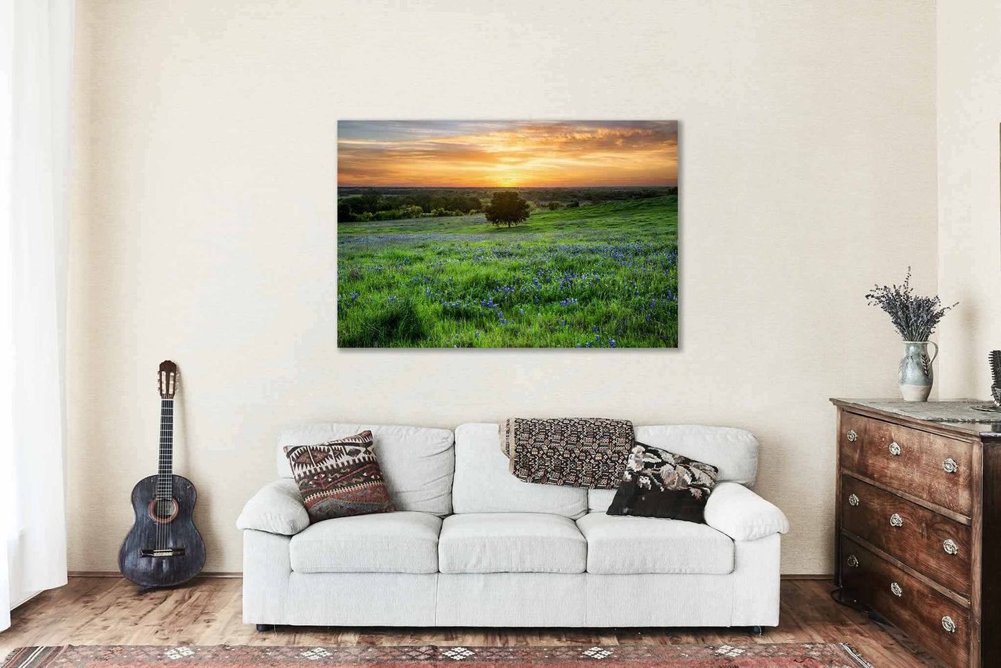 Bluebonnets Metal Print | Lone Tree Photography | Sunset Wall Art | Texas Photo | Nature Decor | Ready to Hang