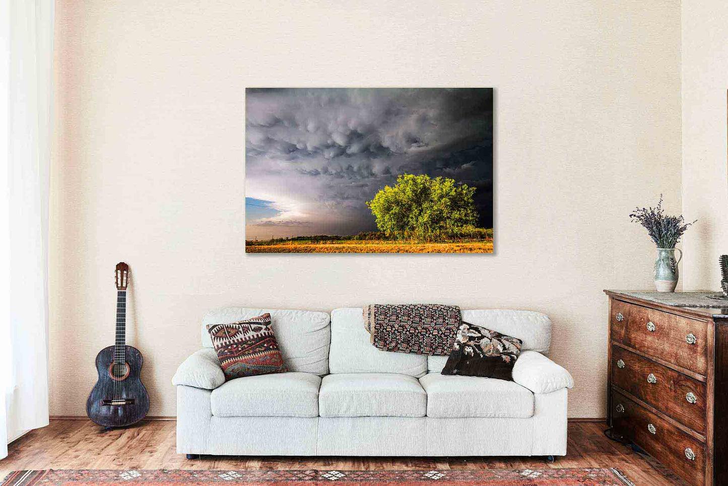 Storm Clouds Canvas Wall Art (Ready to Hang): Mammatus Thunderstorm Weather Stormy Sky Great Plains Gallery Wrap Photo Decor