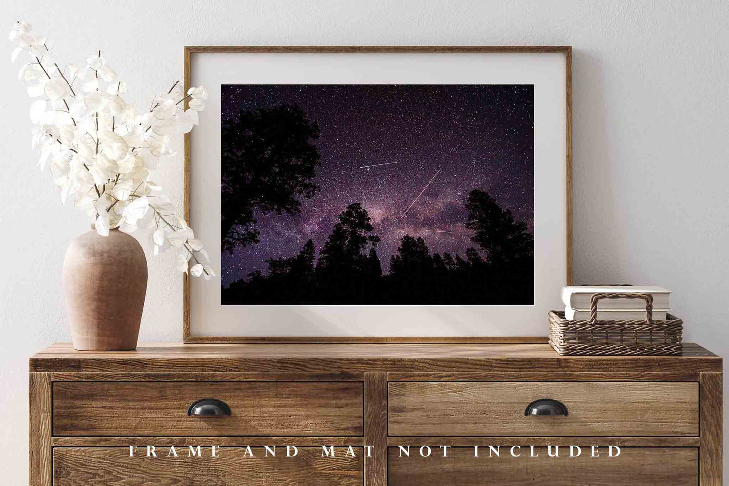 Night Sky Photography Print | Shooting Star, Plane and Satellite Picture | Rocky Mountain Wall Art | Colorado Photo | Celestial Decor | Not Framed