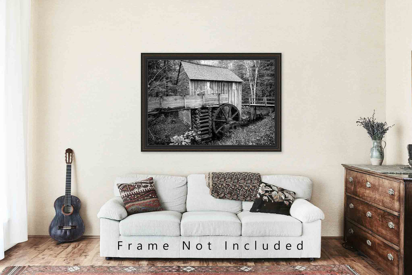 John Cable Mill Photography Print | Black and White Picture | Cades Cove Wall Art | Tennessee Photo | Great Smoky Mountains Decor | Not Framed