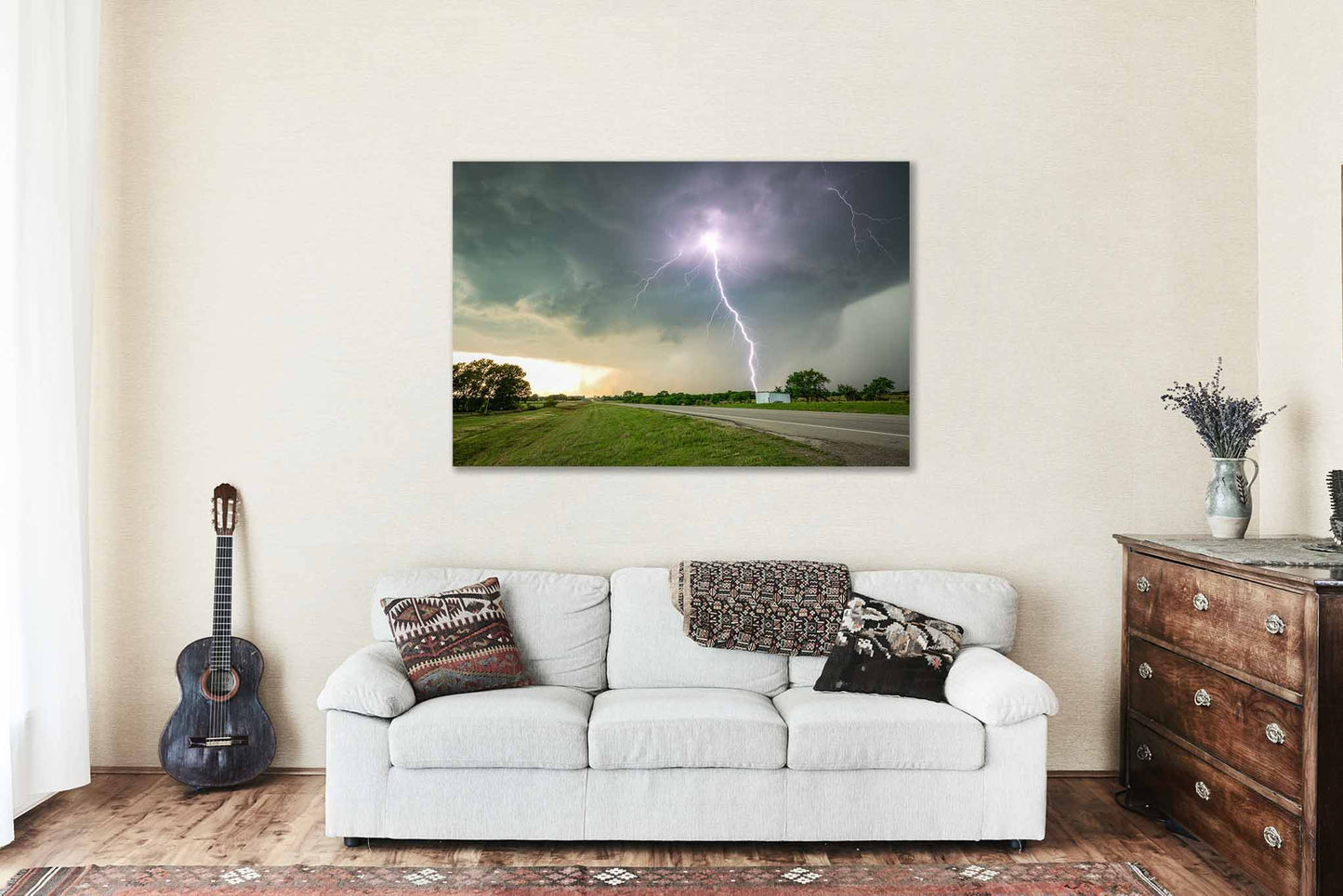 Lightning Canvas | Storm Gallery Wrap | Thunderstorm Photography | Kansas Sky Wall Art | Weather Decor | Ready to Hang