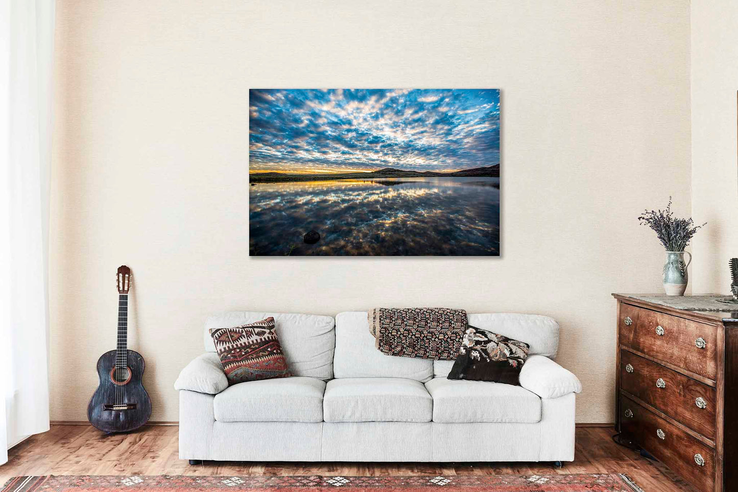 Wichita Mountains Canvas | Lake Reflection Gallery Wrap | Sunset Sky Photography | Oklahoma Landscape Wall Art | Nature Decor | Ready to Hang