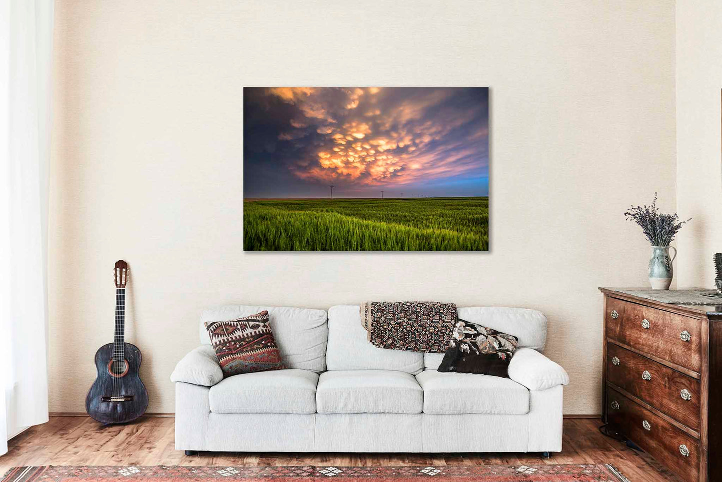 Dance of the Clouds | Mammatus Clouds Over Wheat Field Metal Print Wall Art | Kansas Stormy Sky Landscape Photography