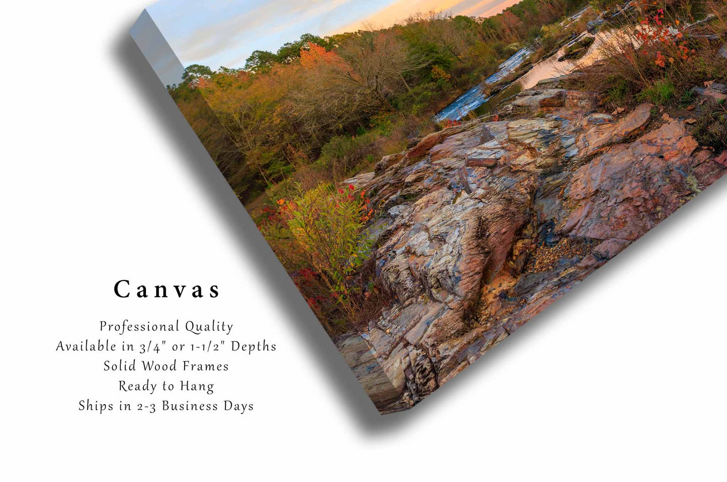 Beavers Bend Canvas Wall Art (Ready to Hang) Gallery Wrap of Fall Color Surrounding Creek near Broken Bow Lake Oklahoma Landscape Photography Nature Decor