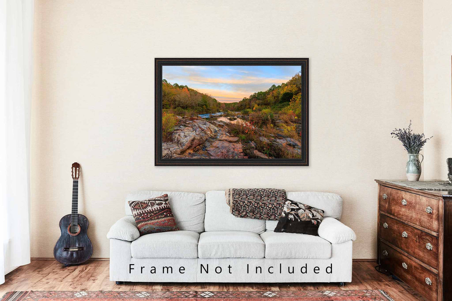 Beavers Bend Photography Print (Not Framed) Picture of Fall Color Surrounding Creek at Sunset on Autumn Evening near Broken Bow Lake Oklahoma Landscape Wall Art Nature Decor
