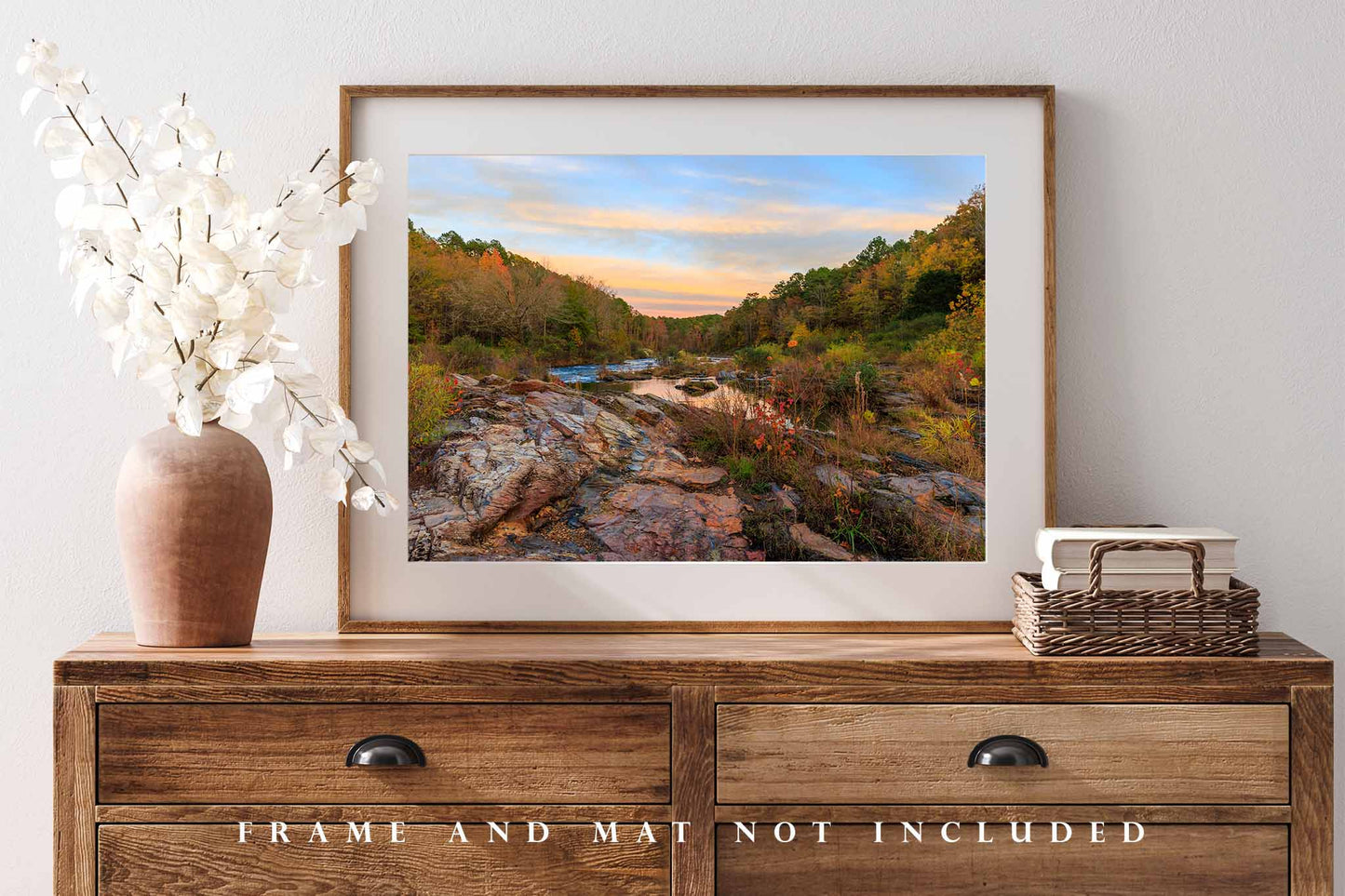 Beavers Bend Photography Print (Not Framed) Picture of Fall Color Surrounding Creek at Sunset on Autumn Evening near Broken Bow Lake Oklahoma Landscape Wall Art Nature Decor