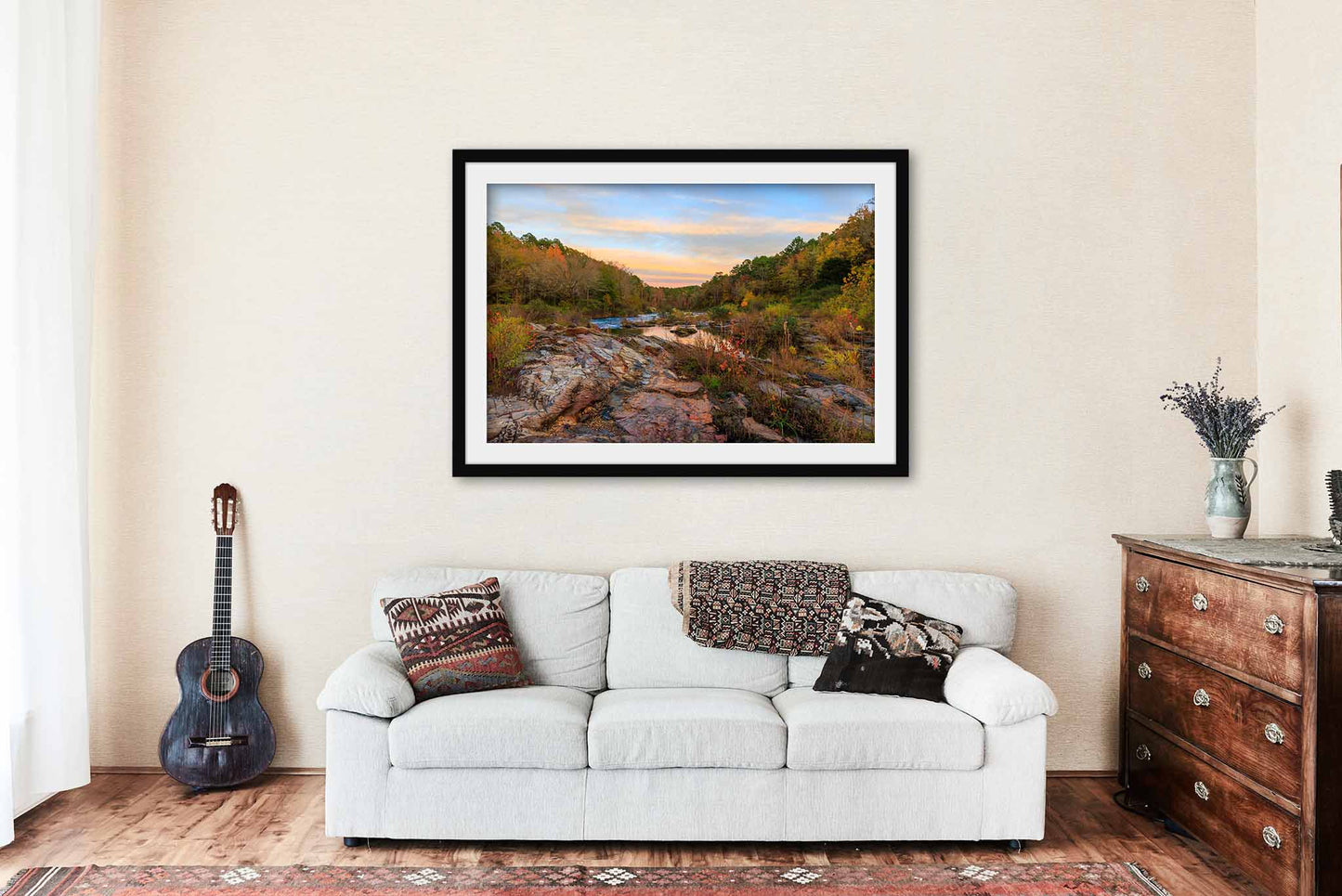 Framed Beavers Bend Print with Optional Mat (Ready to Hang) Picture of Fall Color Surrounding Creek near Broken Bow Lake Oklahoma Landscape Wall Art Nature Decor