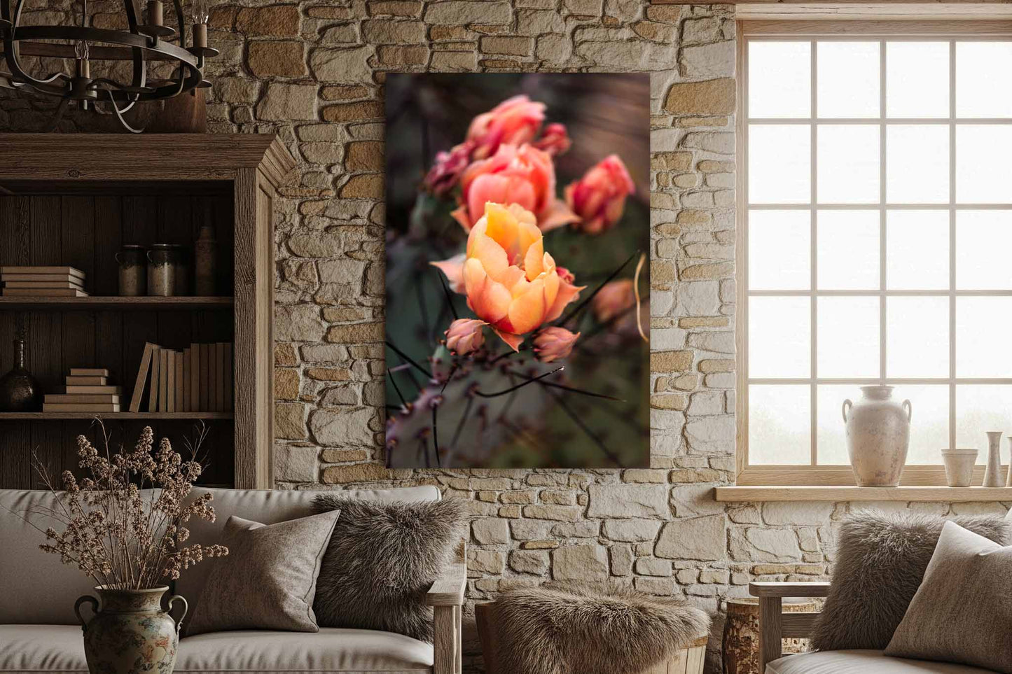 Botanical Metal Print (Ready to Hang) Prickly Pear Cactus Flowers in Texas | Vertical Big Bend National Park Wall Art Nature Decor