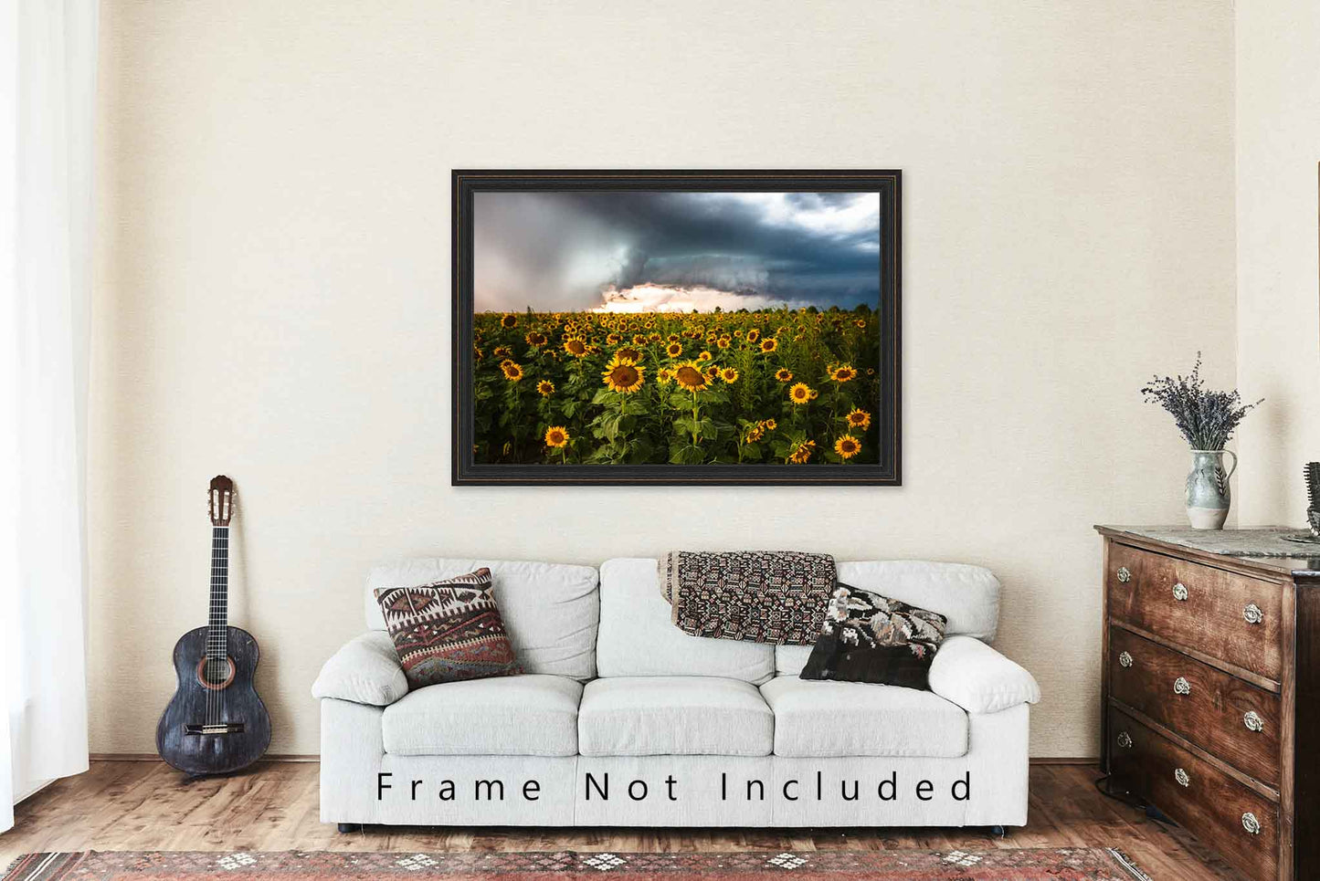 Country Photography Print (Not Framed) Picture of Sunflowers Facing Away From Storm in Kansas Farm Wall Art Farmhouse Decor