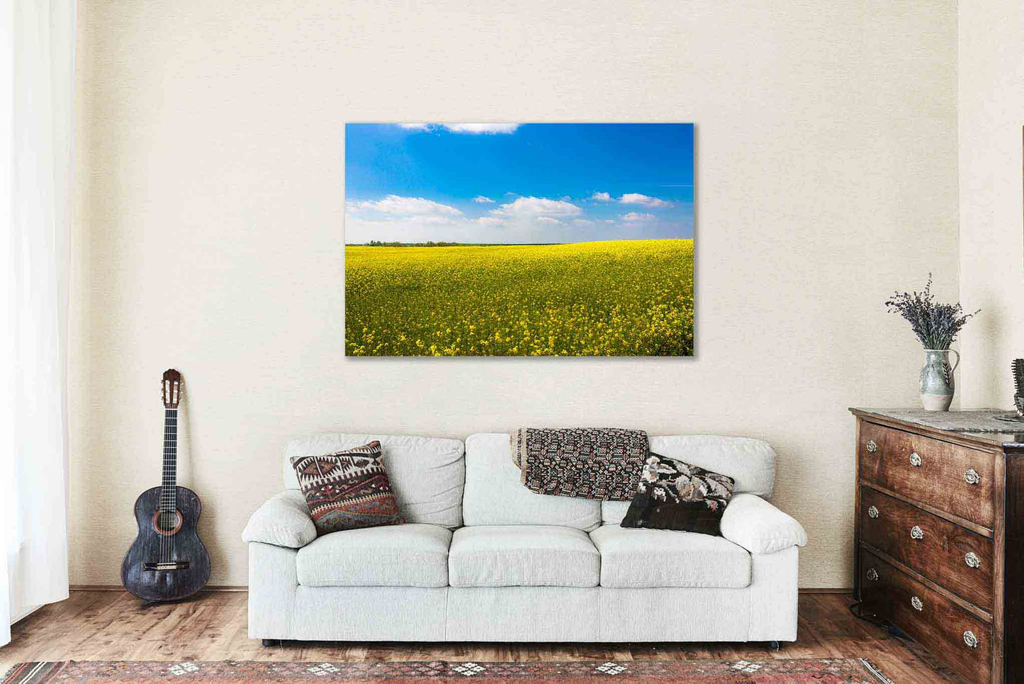 Canola Field Canvas | Spring Season Gallery Wrap | Farm and Country Photography | Oklahoma Landscape Wall Art | Farmhouse Decor | Ready to Hang