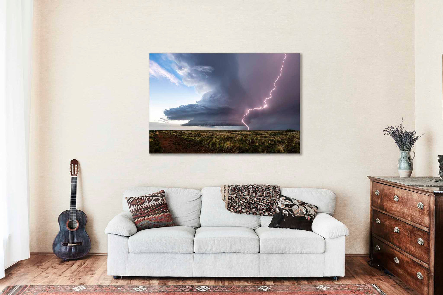 Storm Canvas | Lightning Gallery Wrap | Thunderstorm Photography | New Mexico Sky Wall Art | Nature Decor | Ready to Hang