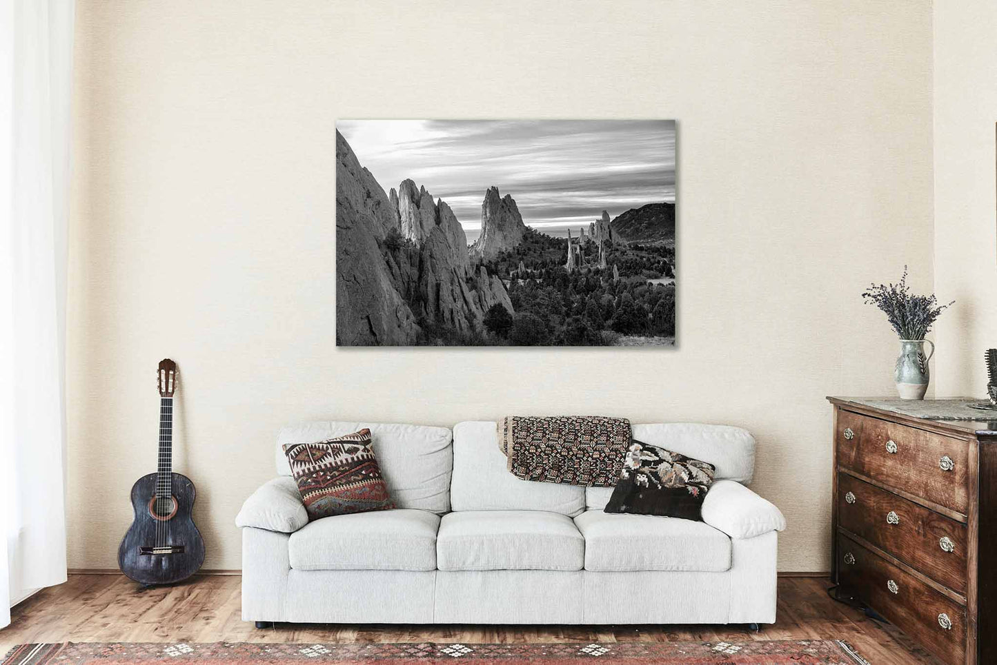 Garden of the Gods Canvas Wall Art | Colorado Springs Rocky Mountains Black & White Gallery Wrap Photography Decor