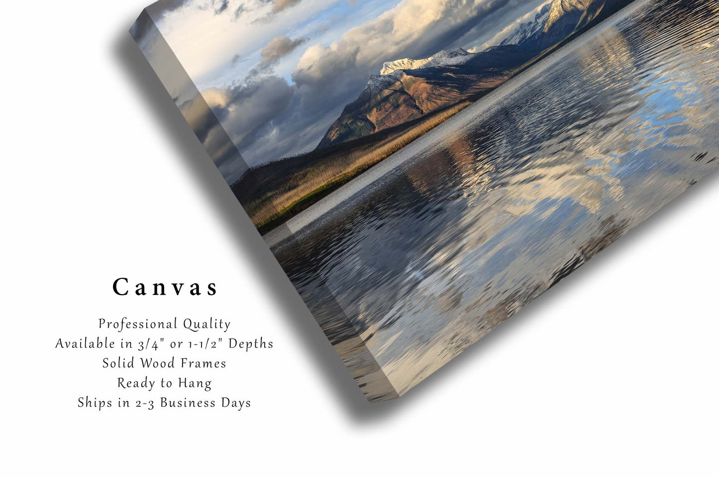 Glacier National Park Canvas Wall Art (Ready to Hang) Gallery Wrap of Snowy Peaks at Lake McDonald on Autumn Day in Montana Rocky Mountain Photography Nature Decor