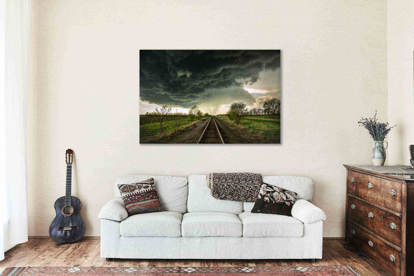 Storm Metal Print | Kansas Train Tracks Thunderstorm Moody Weather Railroad Landscape Photography Wall Art Decor
