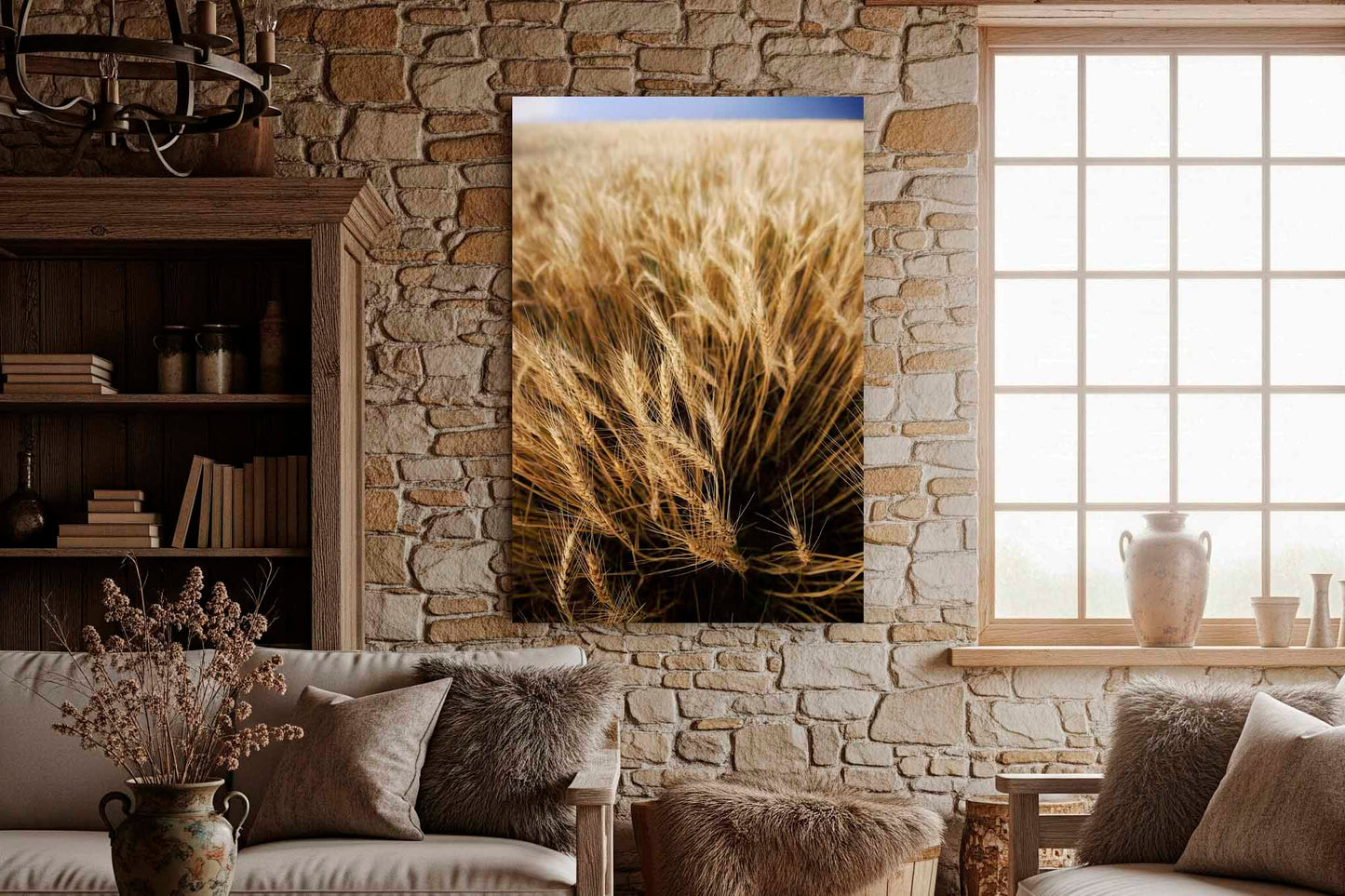 Golden Wheat Field Canvas | Vertical Farm Gallery Wrap | Country Photography | Oklahoma Wall Art | Farmhouse Decor | Ready to Hang