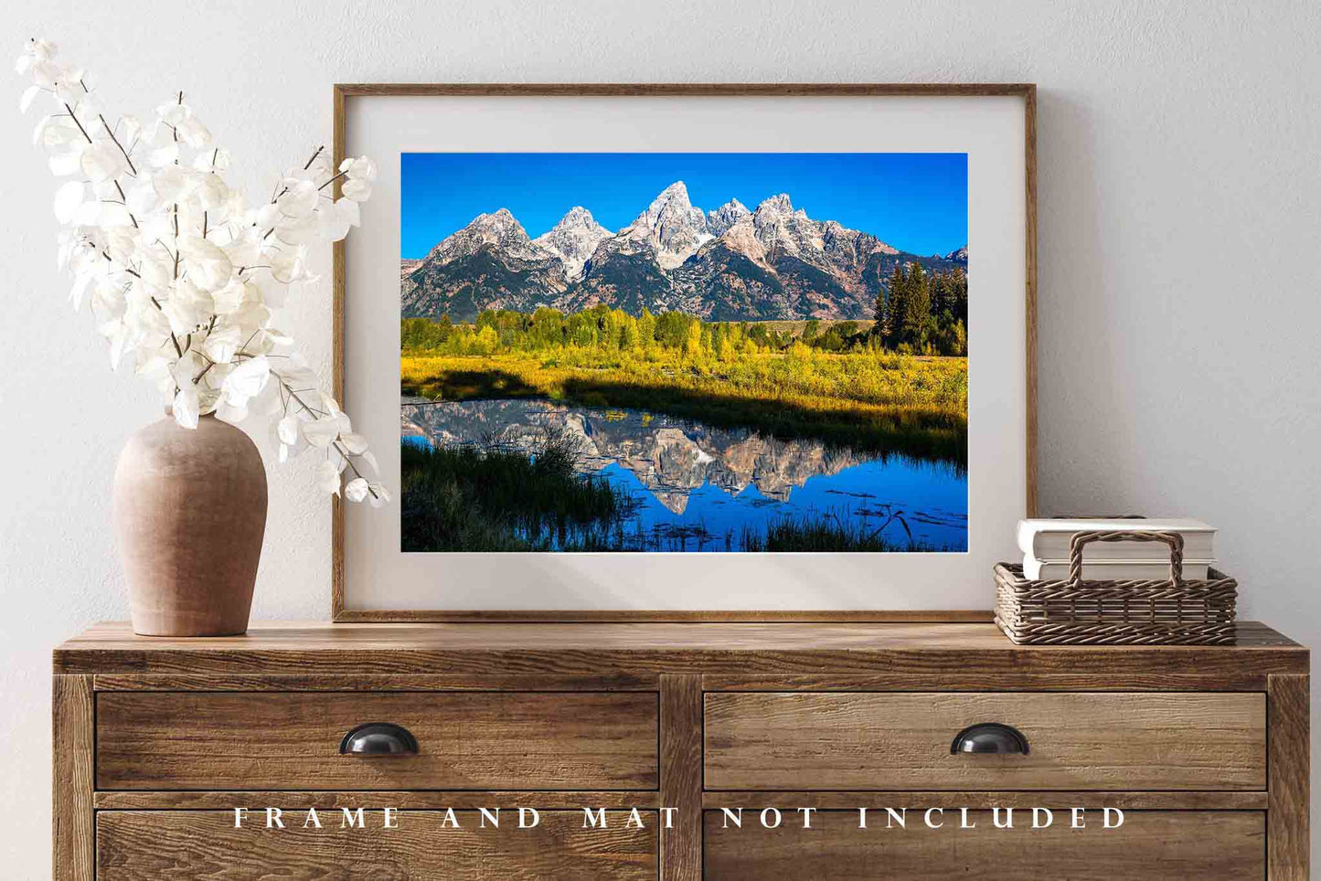 Rocky Mountain Photography Print (Not Framed) Picture of Grand Teton at Schwabacher Landing in Wyoming Landscape Wall Art Western Decor