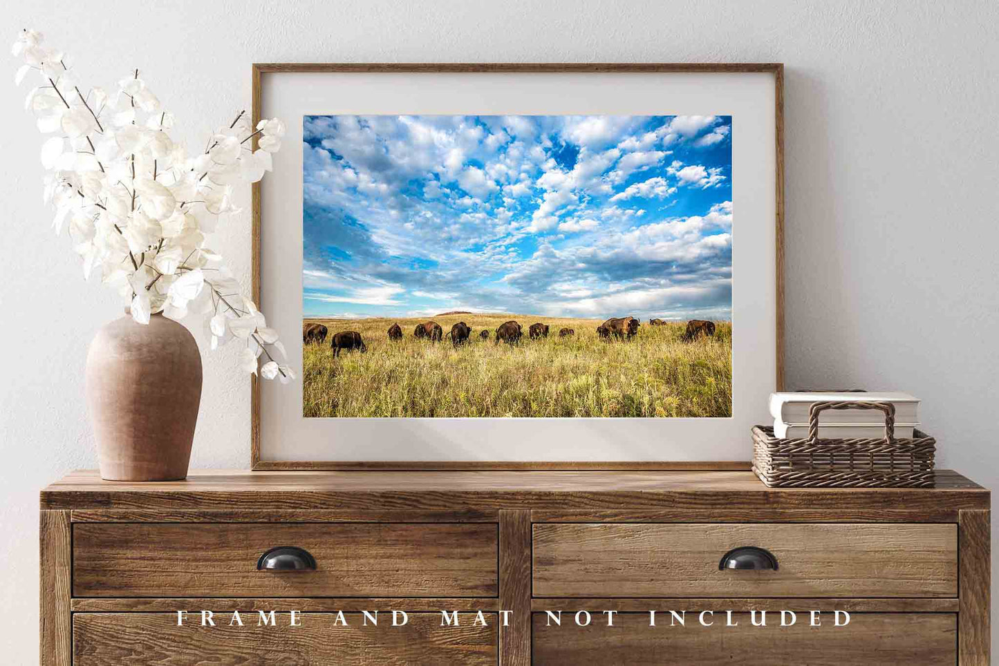 Buffalo Photography Print | Bison Herd Picture | Oklahoma Wall Art | Great Plains Photo | Western Decor | Not Framed