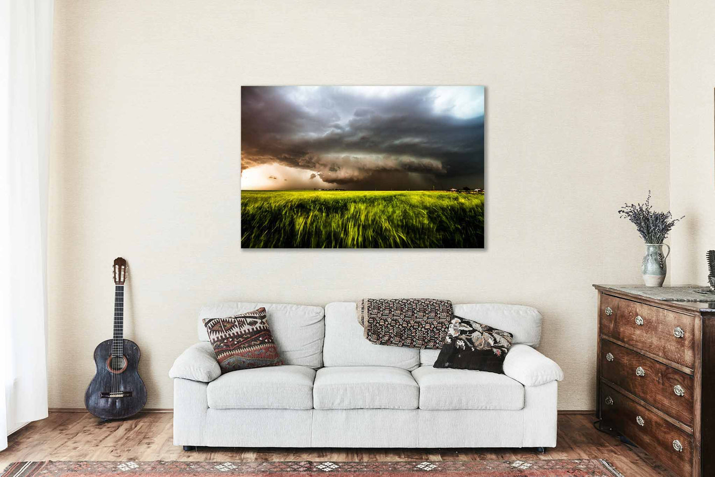 Storm over Wheat Field Metal Print | Supercell Thunderstorm Photography | Weather Wall Art | Oklahoma Sky Photo | Great Plains Decor | Ready to Hang