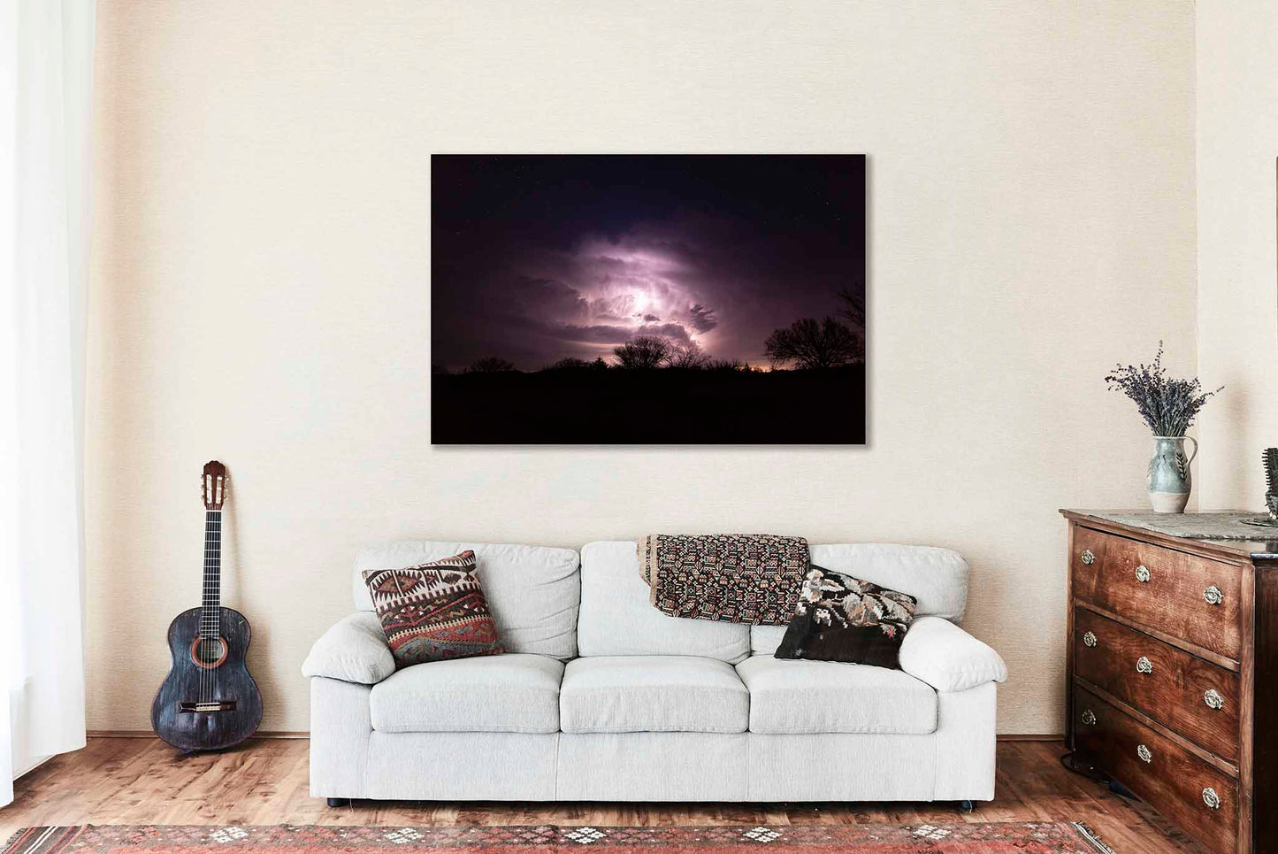 Storm with Lightning Metal Print | Supercell Thunderstorm Photography | Night Sky Wall Art | Oklahoma Photo | Weather Decor | Ready to Hang