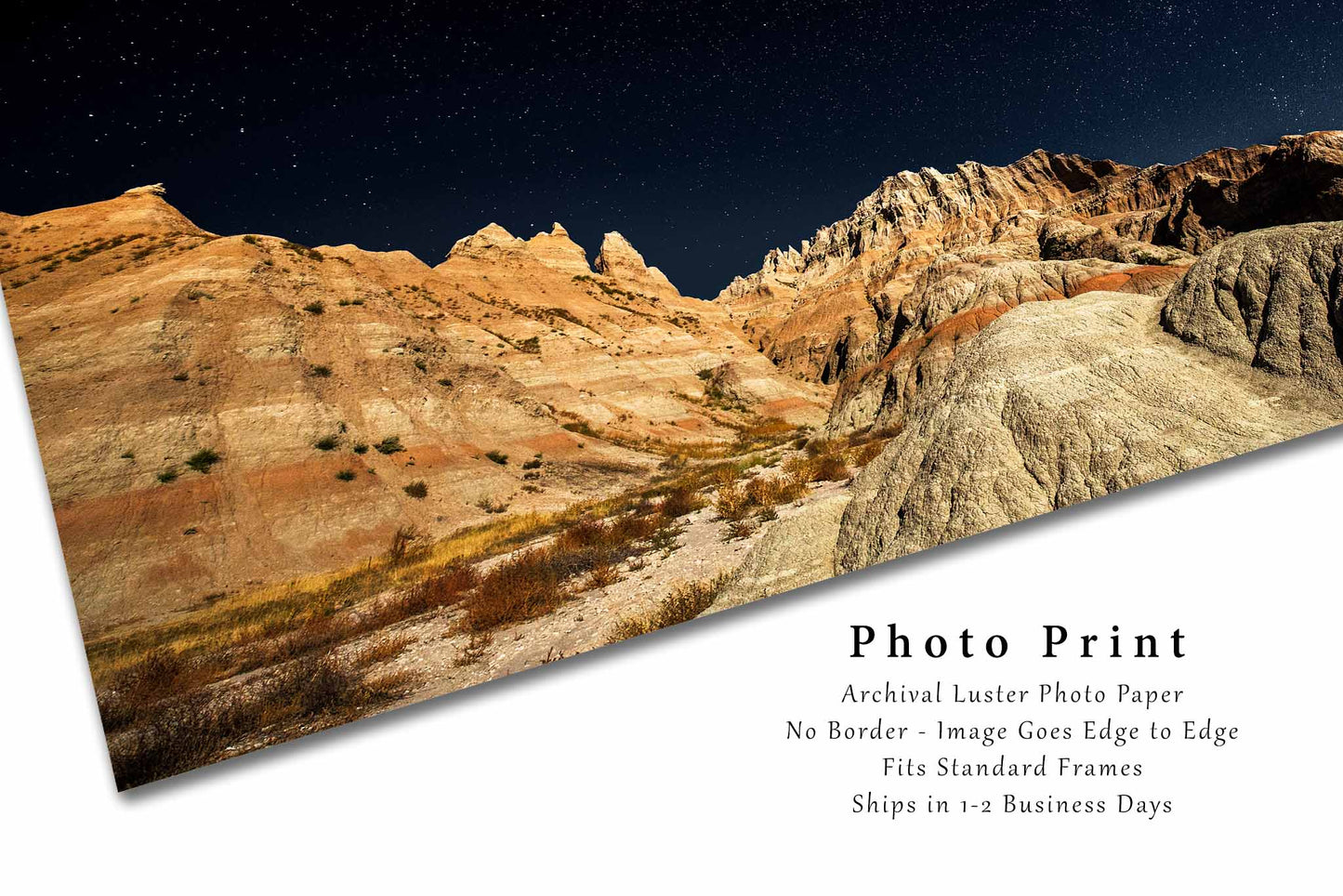 Great Plains Photography Print (Not Framed) Picture of Starry Night Sky Over Pinnacles in Badlands National Park South Dakota Western Wall Art Nature Decor