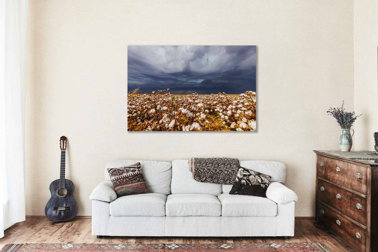 Cotton Field and Thunderstorm in Kansas Metal Print Wall Art | Farm and Country Photography Farmhouse Decor