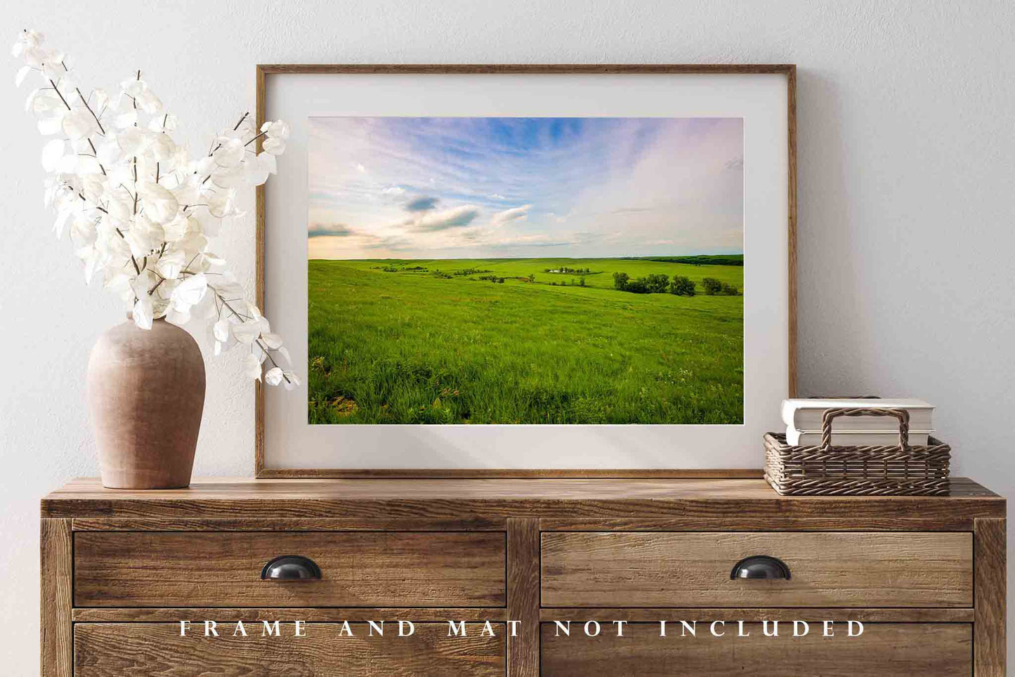 Flint Hills Landscape Photography Print - Picture of Tallgrass Prairie on Spring Day in Kansas - Great Plains Wall Art Photo Decor