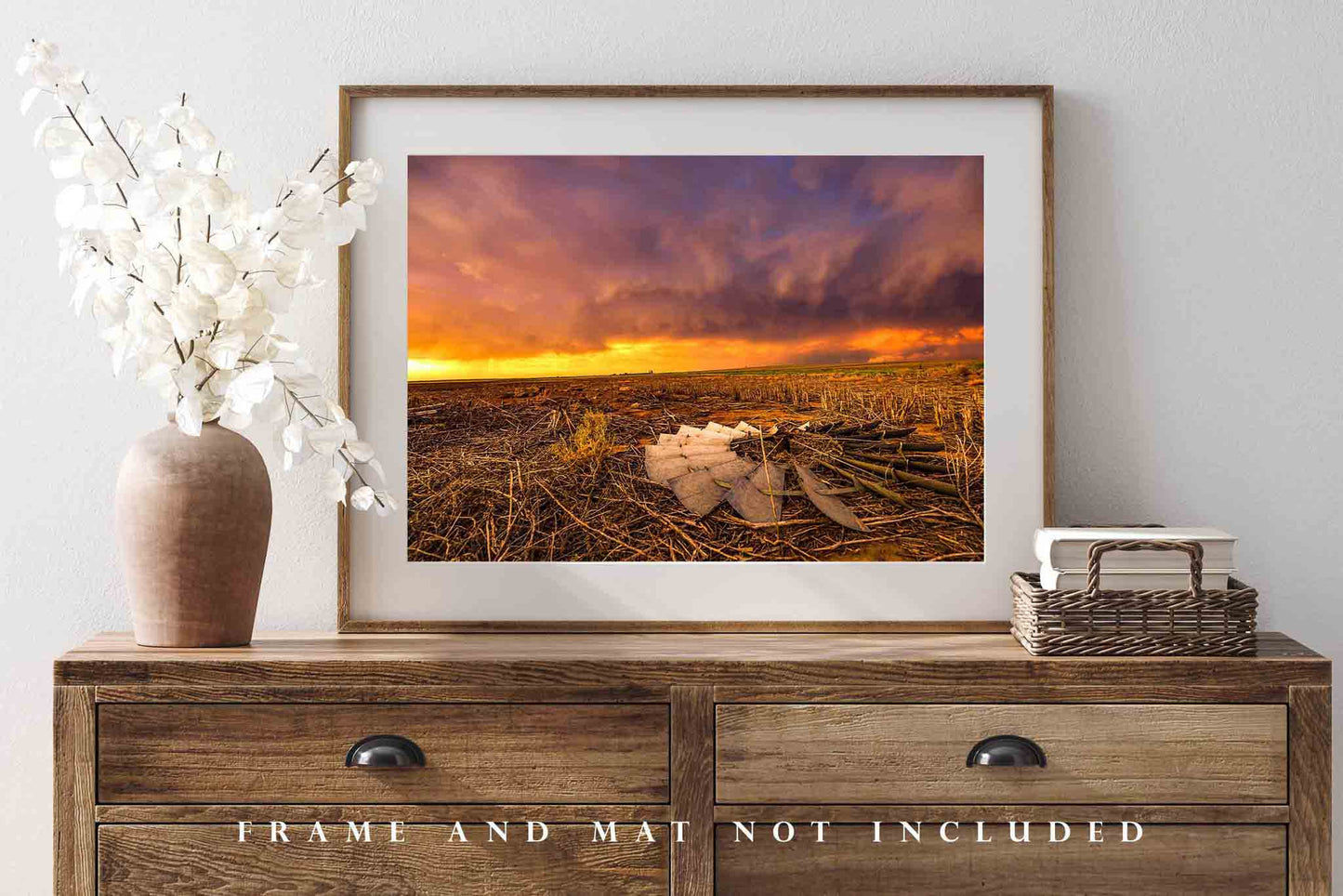 Country Photography Print - Kansas Wall Art Picture of Windmill Turbine in Field on Stormy Evening Farm Photo Farmhouse Decor 5x7 to 40x60