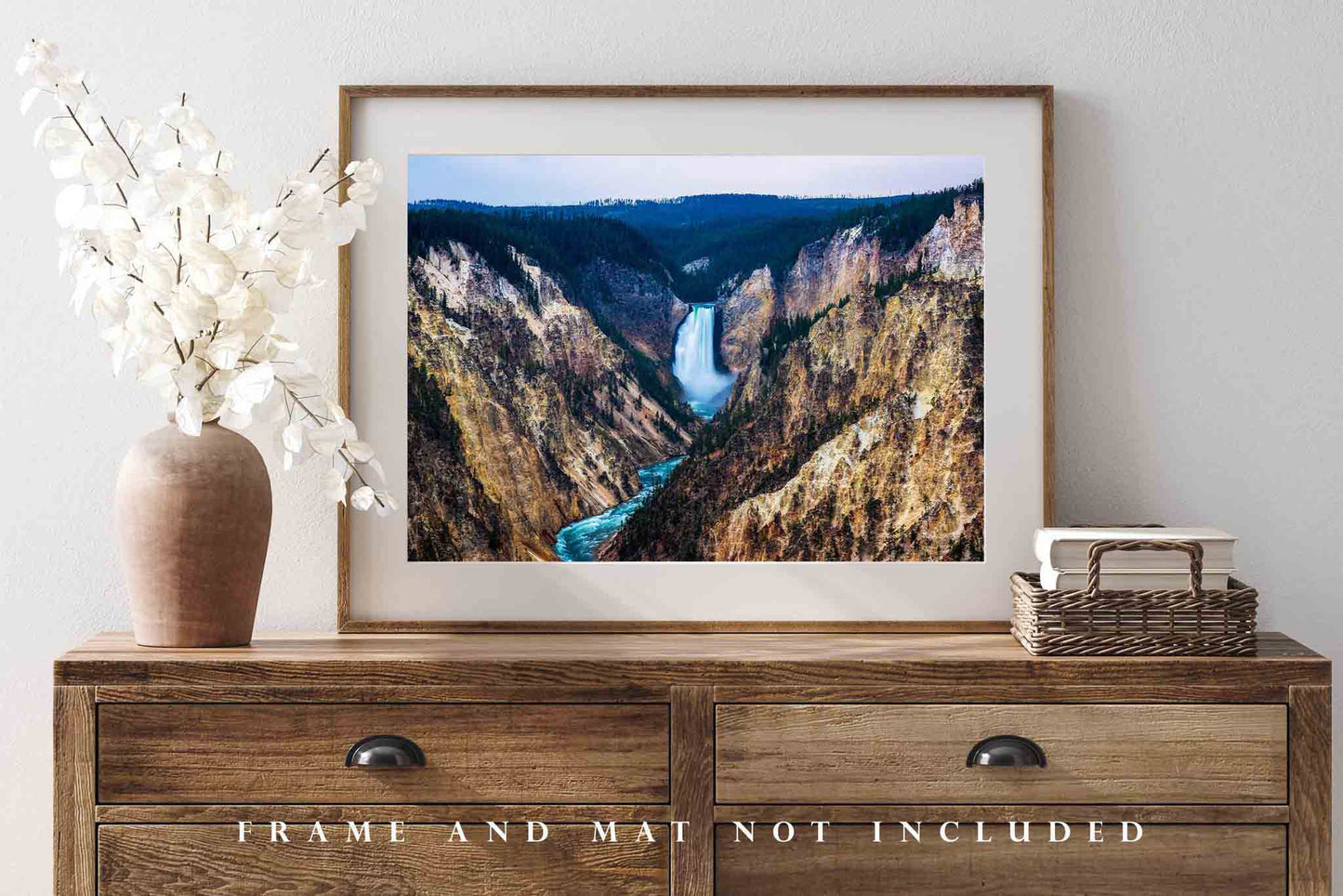 Yellowstone Photography Wall Art Print - Picture of Lower Falls at Twilight Western Waterfall Decor Wyoming Photograph 4x6 to 30x45