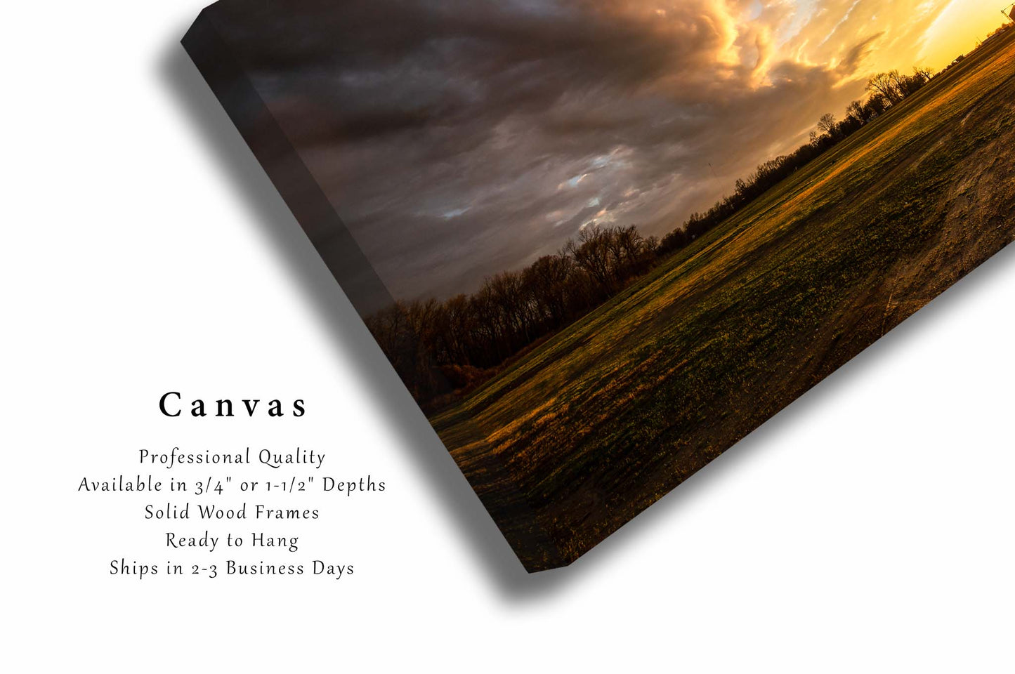 Southeast Canvas Wall Art (Ready to Hang) Gallery Wrap of Warm Sunset Over Farm in Mississippi Delta in Mississippi Country Photography Southern Decor