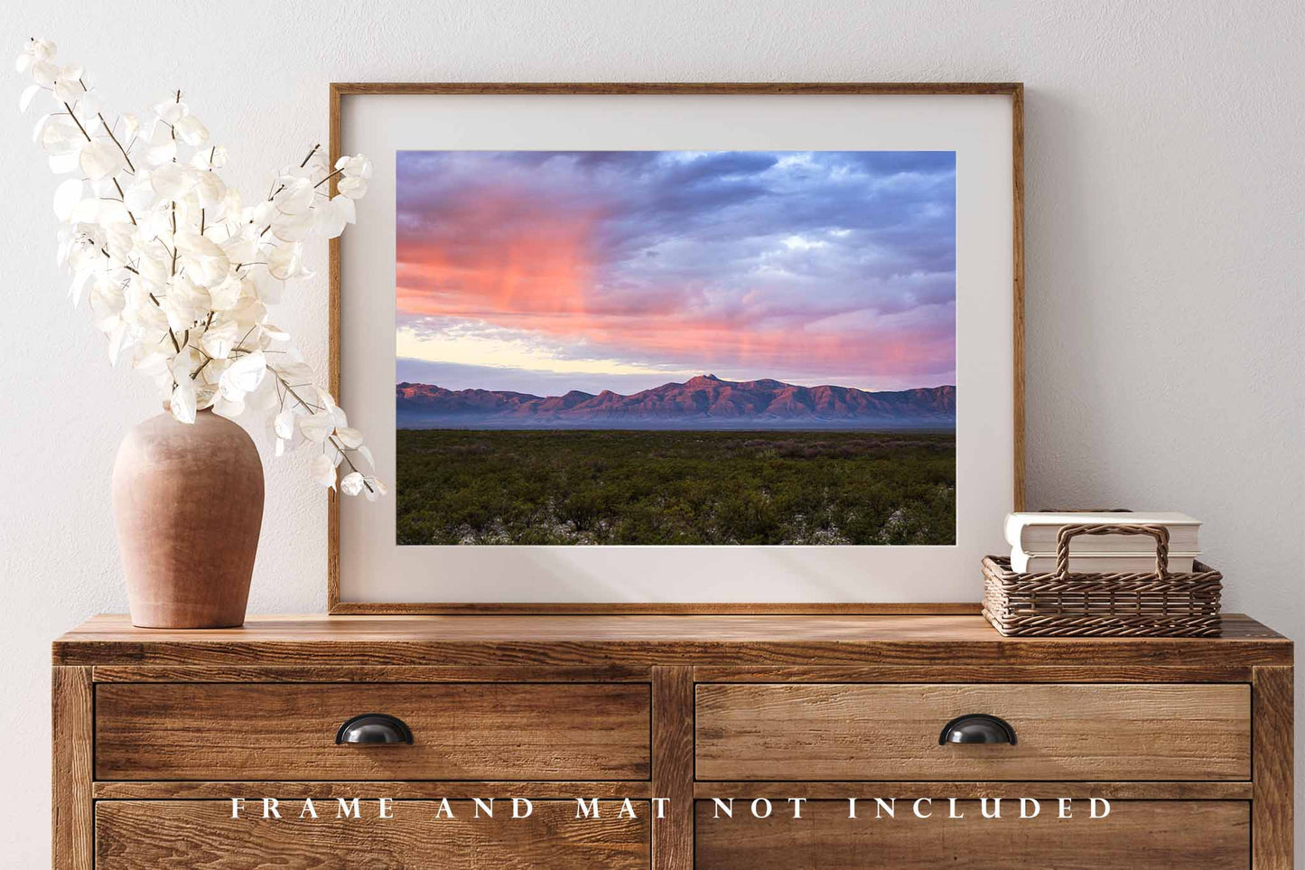 Chihuhuan Desert Photography Print (Not Framed) Picture of Sunlit Clouds Over Del Norte-Santiago Mountains at Sunrise in West Texas Big Bend Wall Art Western Decor