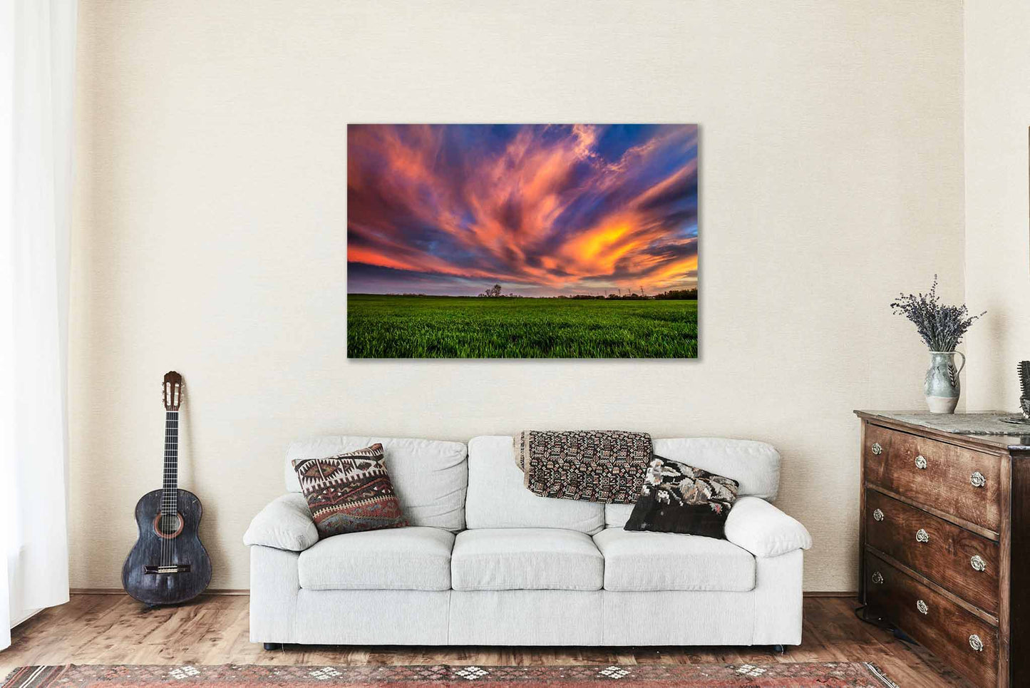 Copper Colored Clouds at Sunset Metal Print | Scenic Sky Photography | Oklahoma Wall Art | Great Plains Photo | Nature Decor | Ready to Hang