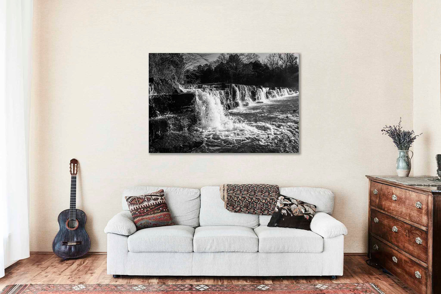 Natural Dam Canvas | Waterfall Gallery Wrap | Black and White Photography | Arkansas Wall Art | Ozark Mountains Decor | Ready to Hang