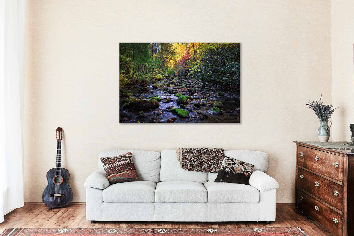 Forest Metal Print | Creek on Autumn Day Photography | Great Smoky Mountains Wall Art | Tennessee Landscape Photo | Nature Decor | Ready to Hang