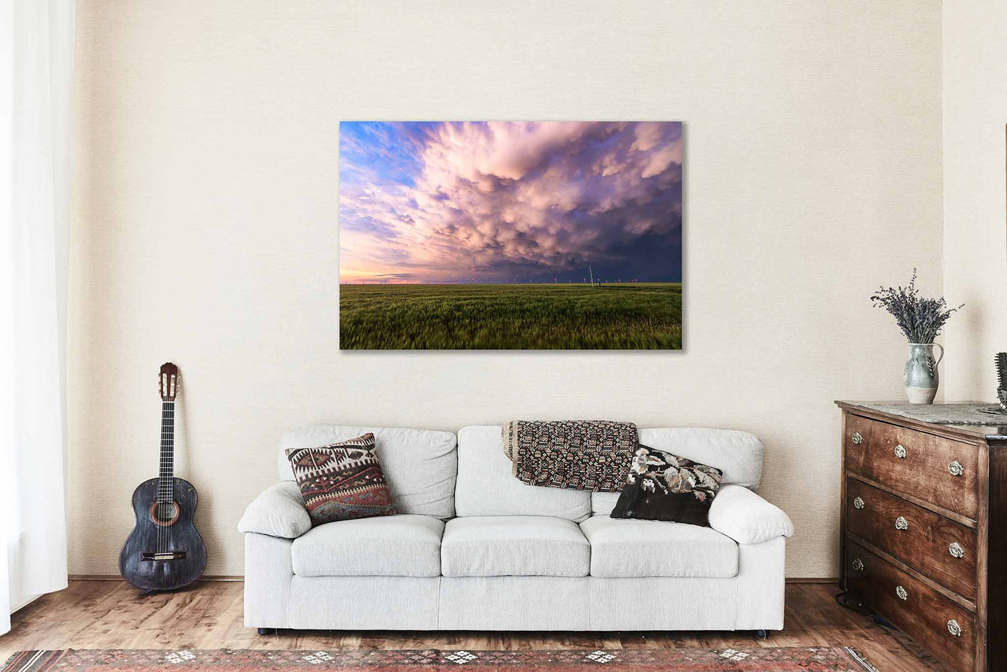 Stormy Sky Metal Print | Storm Clouds Photography | Thunderstorm Over Wheat Field Wall Art | Texas Photo | Weather Decor | Ready to Hang