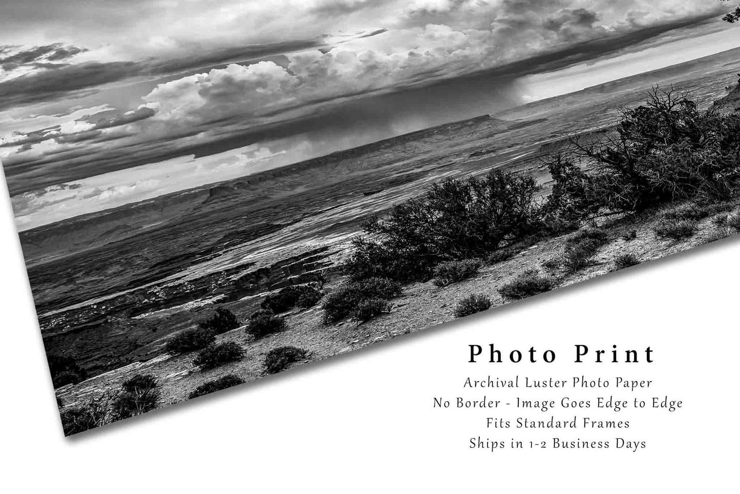 Black and White Picture - Fine Art Landscape Photography Print of Storm Passing Over Canyonlands in Utah Southwest Wall Art Photo Decor