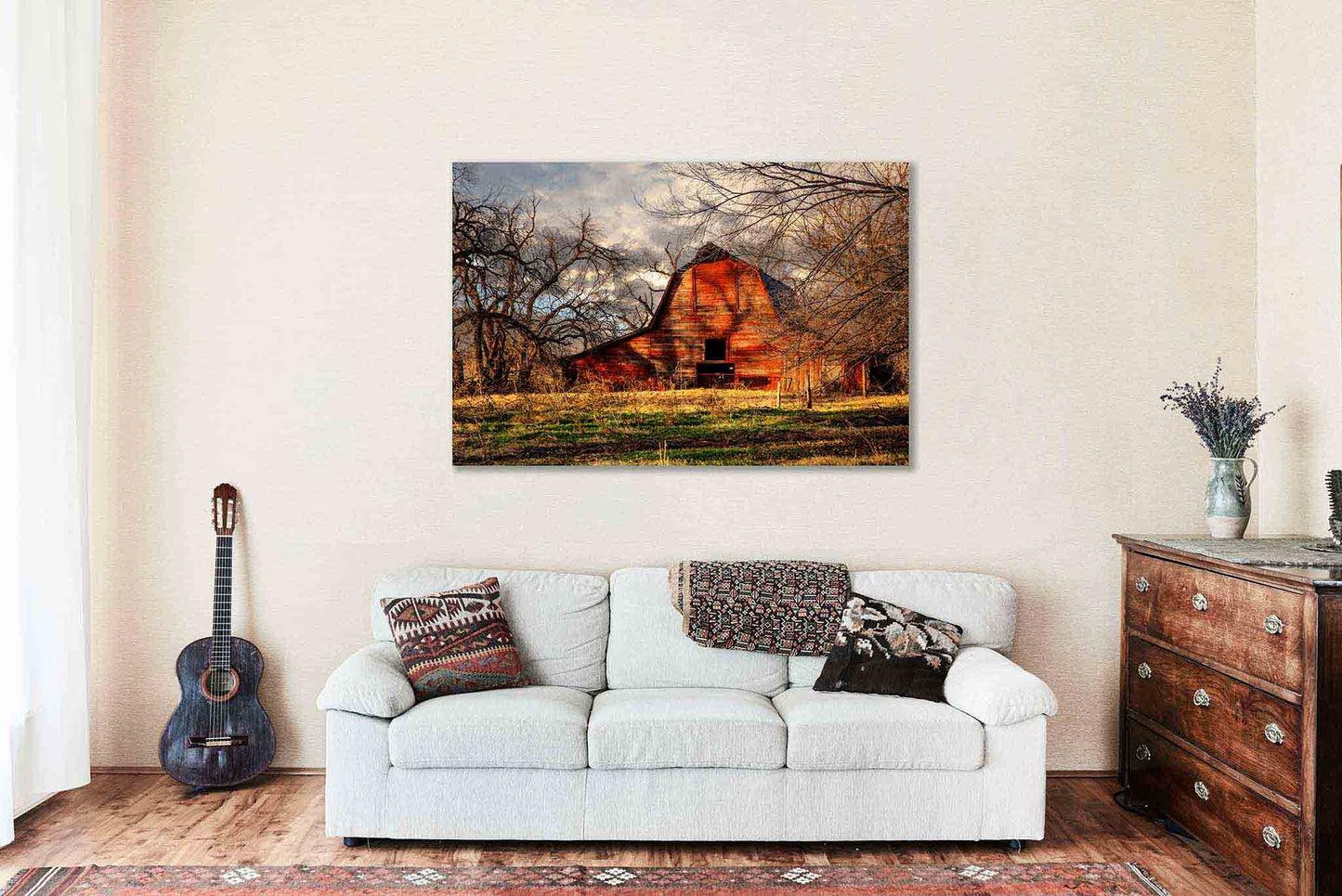 Red Barn Canvas | Country Gallery Wrap | Oklahoma Photography | Farm Wall Art | Farmhouse Decor | Ready to Hang
