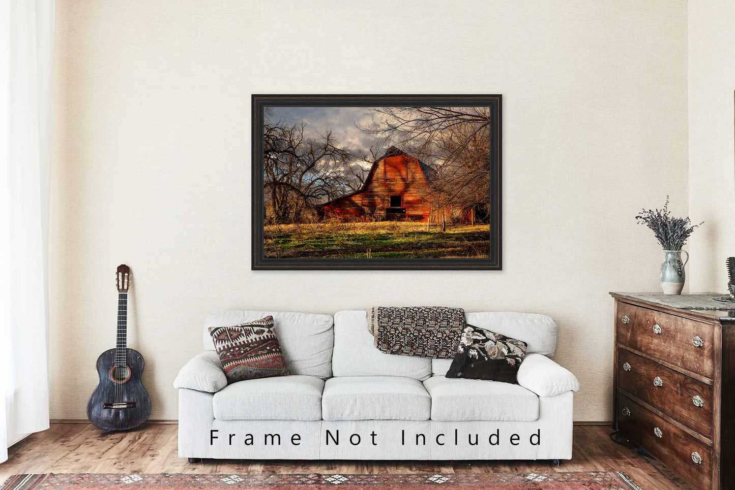 Red Barn Photography Print | Country Picture | Oklahoma Wall Art | Farm Photo | Farmhouse Decor | Not Framed
