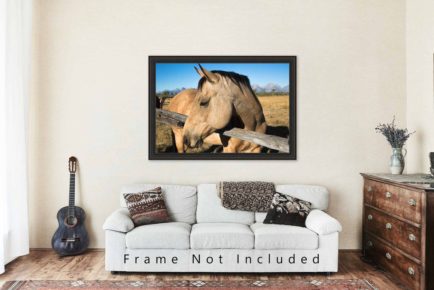 Horse Picture - Fine Art Equine Photography Print of Buckskin Horse in the Grand Tetons Western Wyoming Ranch Wall Art Animal Photo Decor