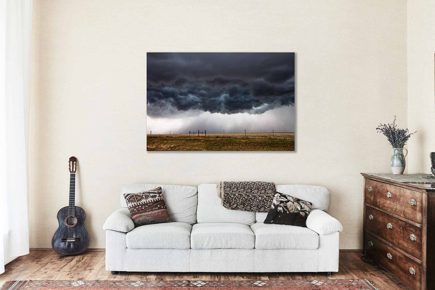 Storm Clouds Boiling Over Plains in Kansas Canvas Wall Art | Thunderstorm Photography Weather Decor