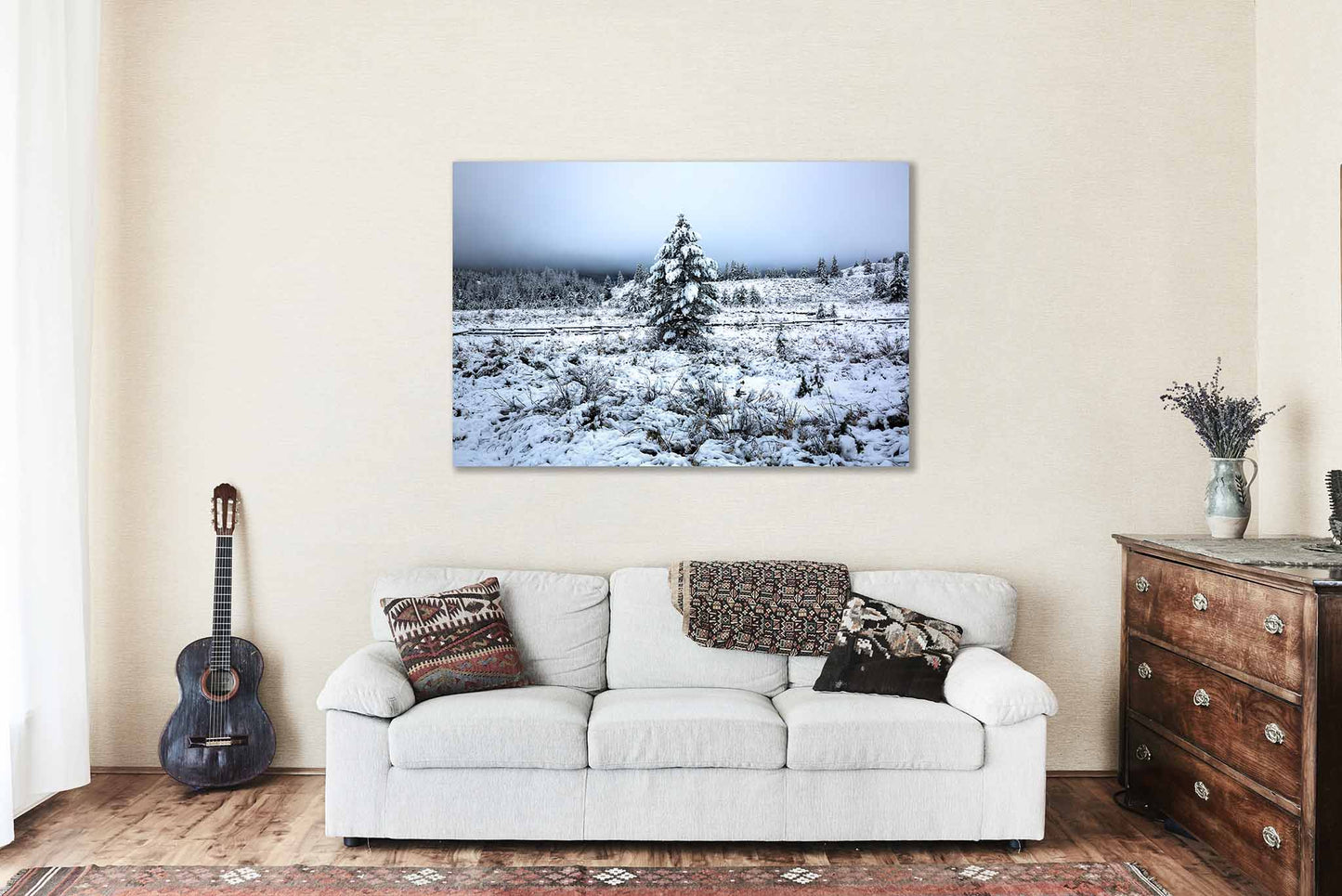 Snowy Pine Tree Metal Print | Winter Landscape Photography | Rocky Mountains Wall Art | Wyoming Photo | Nature Decor | Ready to Hang