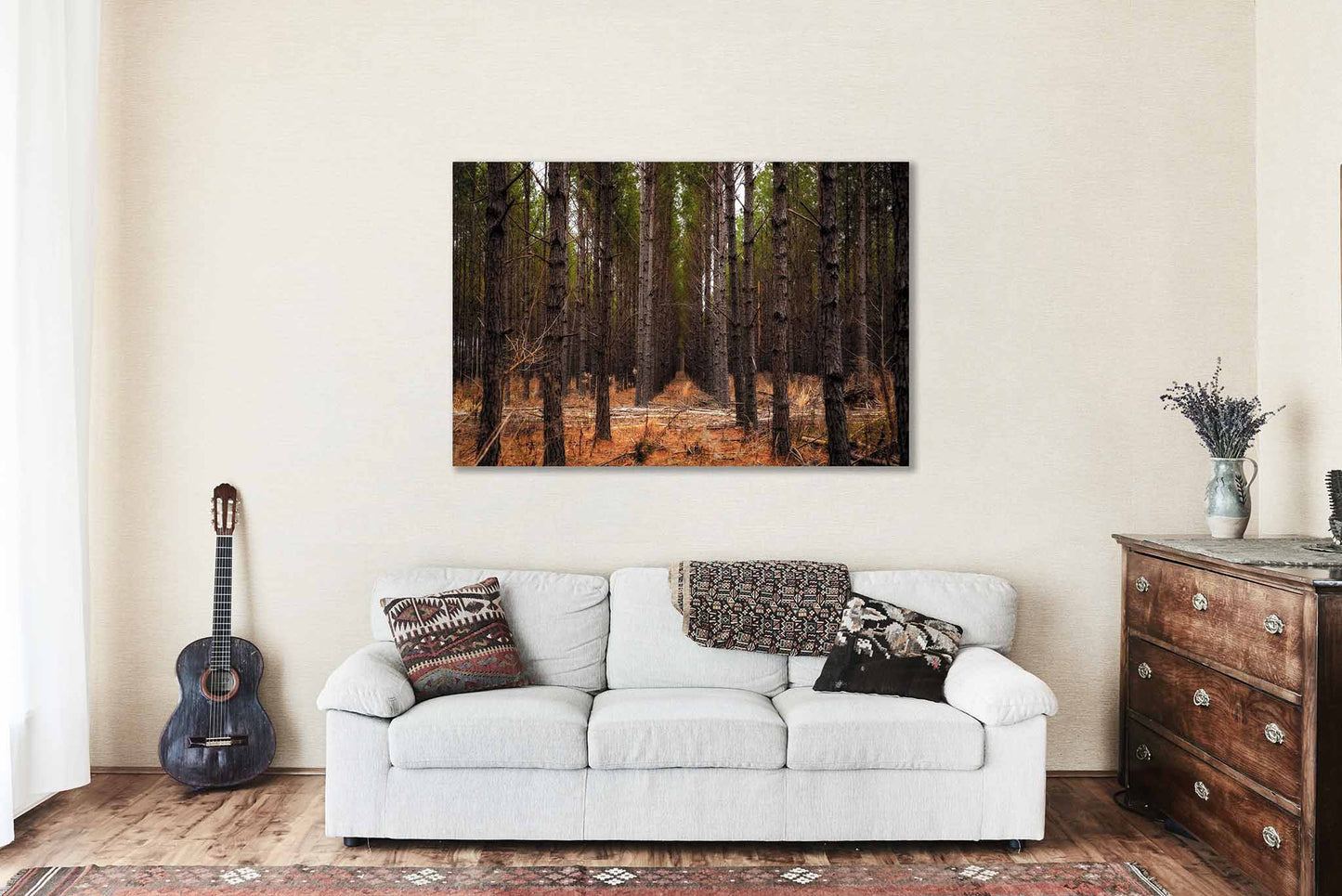 Forest Canvas Wall Art (Ready to Hang) Pine Trees Rows in Mississippi | Southeast US Landscape Photography Southern Decor