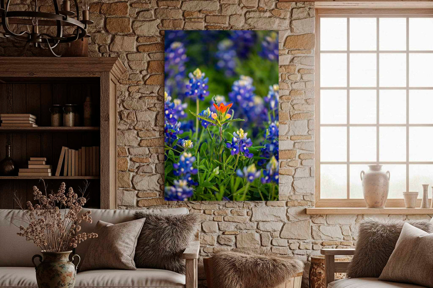 Indian Paintbrush Metal Print | Bluebonnets Photography | Texas Wall Art | Vertical Wildflower Photo | Floral Decor | Ready to Hang